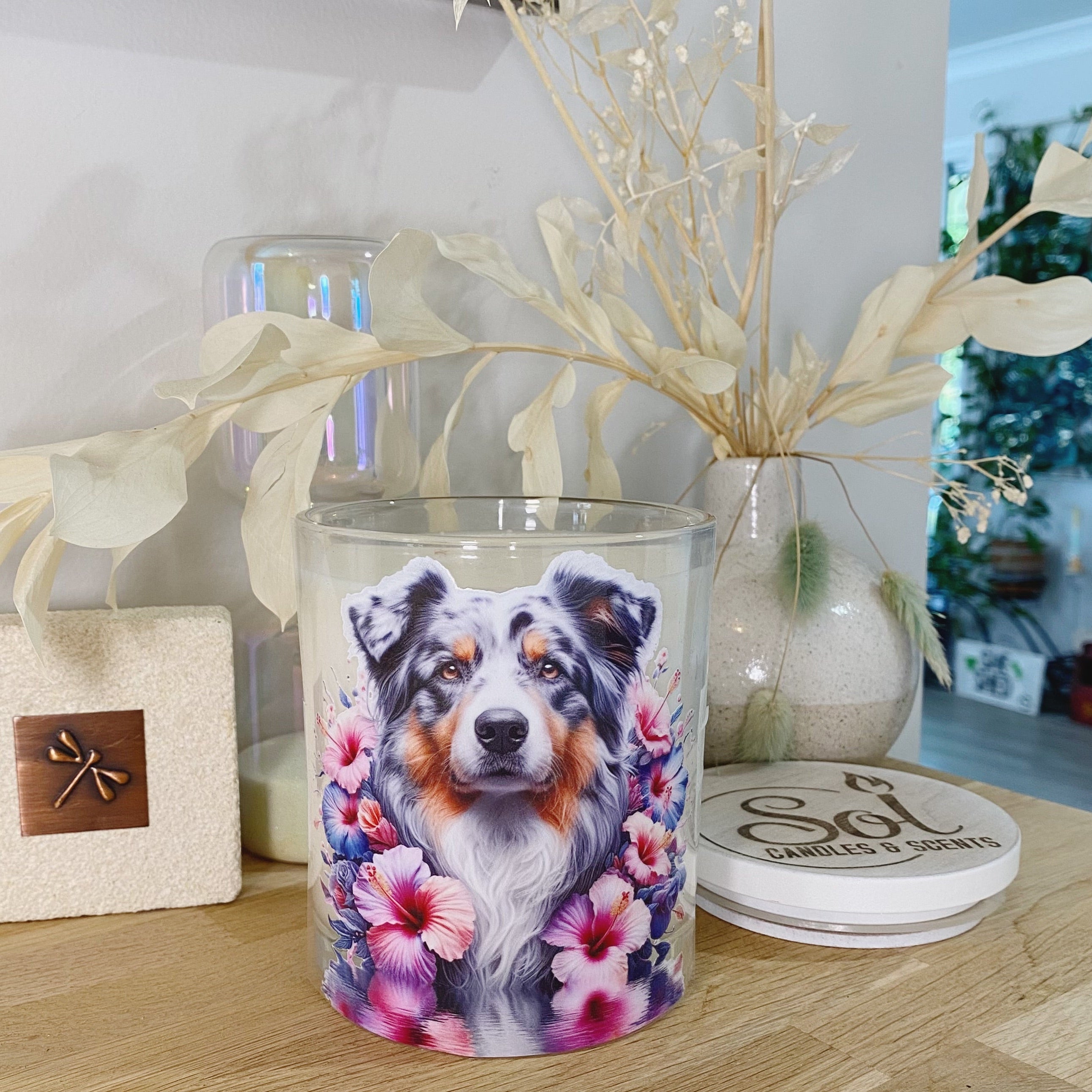Australian Shepherd Proud Hibiscus Xlarge Candle_Sol Candles & Scents