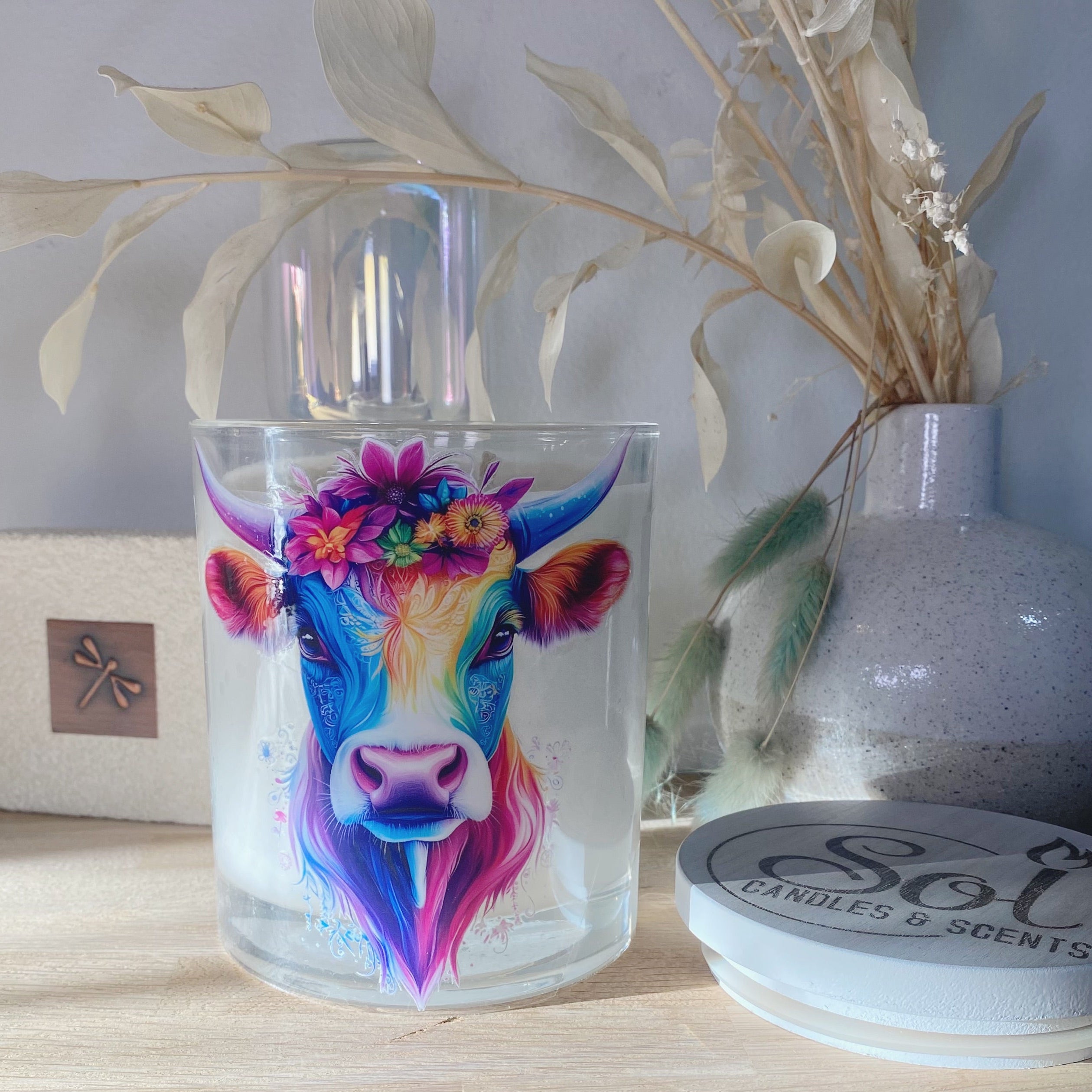 Boho Cow Multicoloured Cow Candle_Sol Candles & Scents