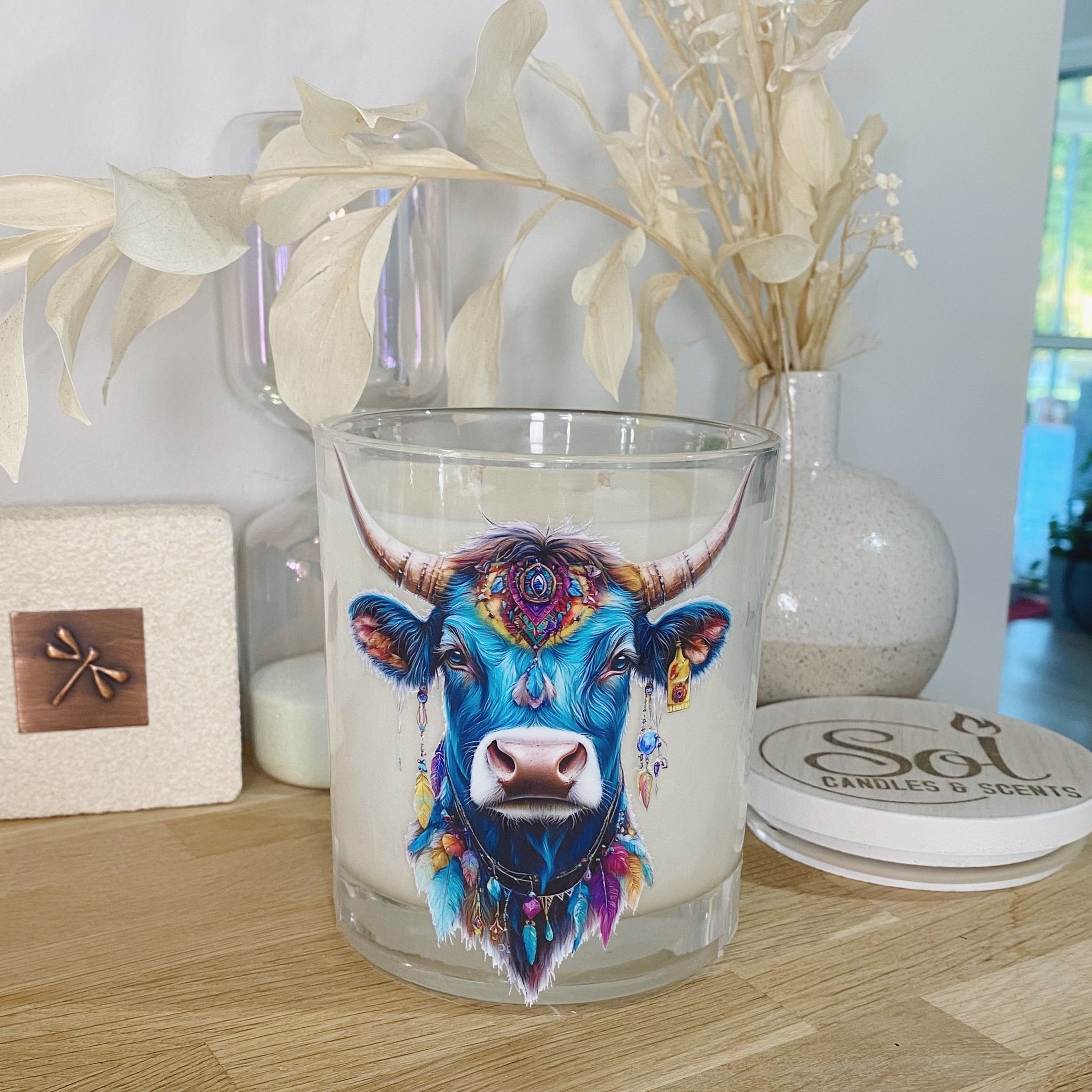 Boho Cow Turquoise Cow Candle_Sol Candles & Scents