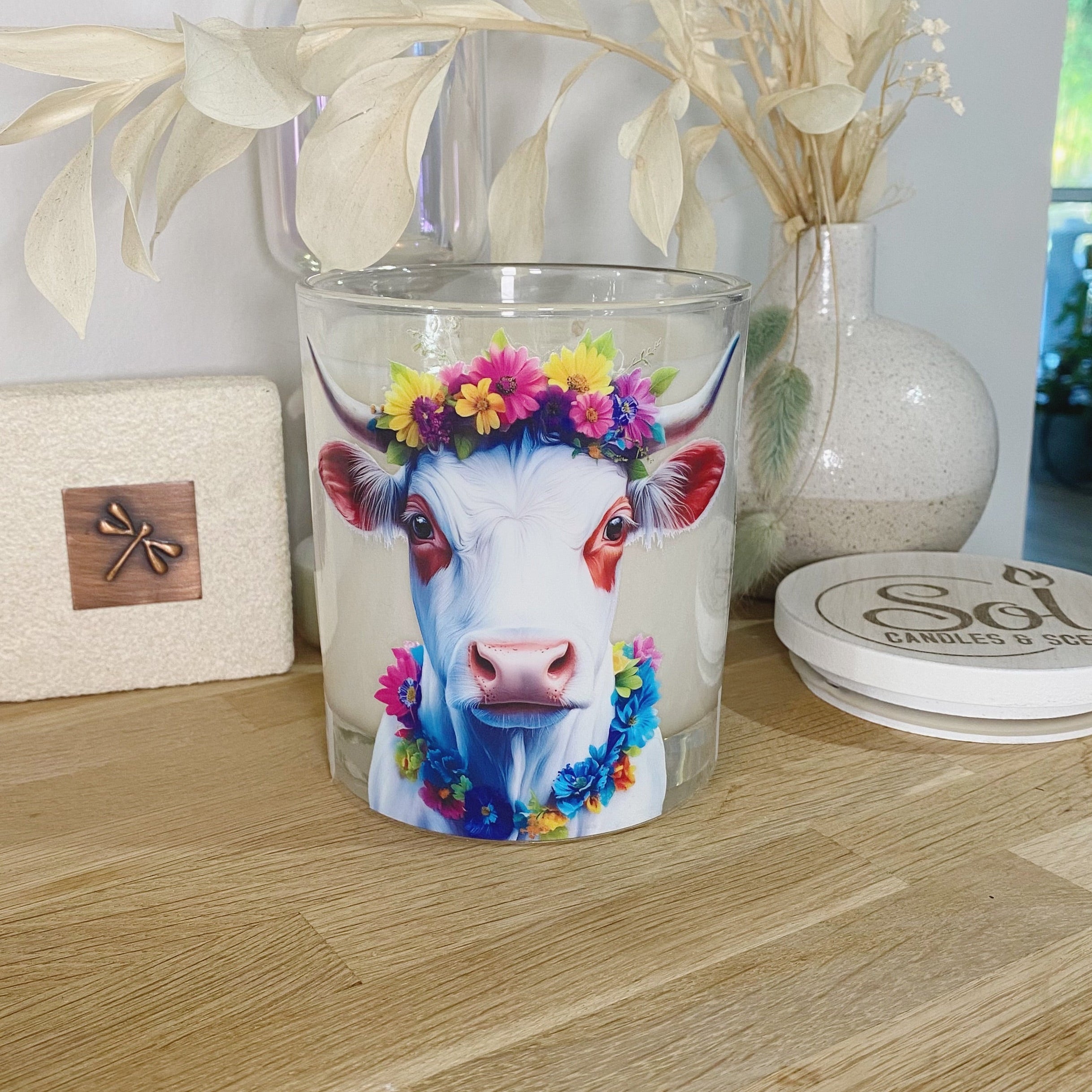 Boho Cow White Cow Candle_Sol Candles & Scents