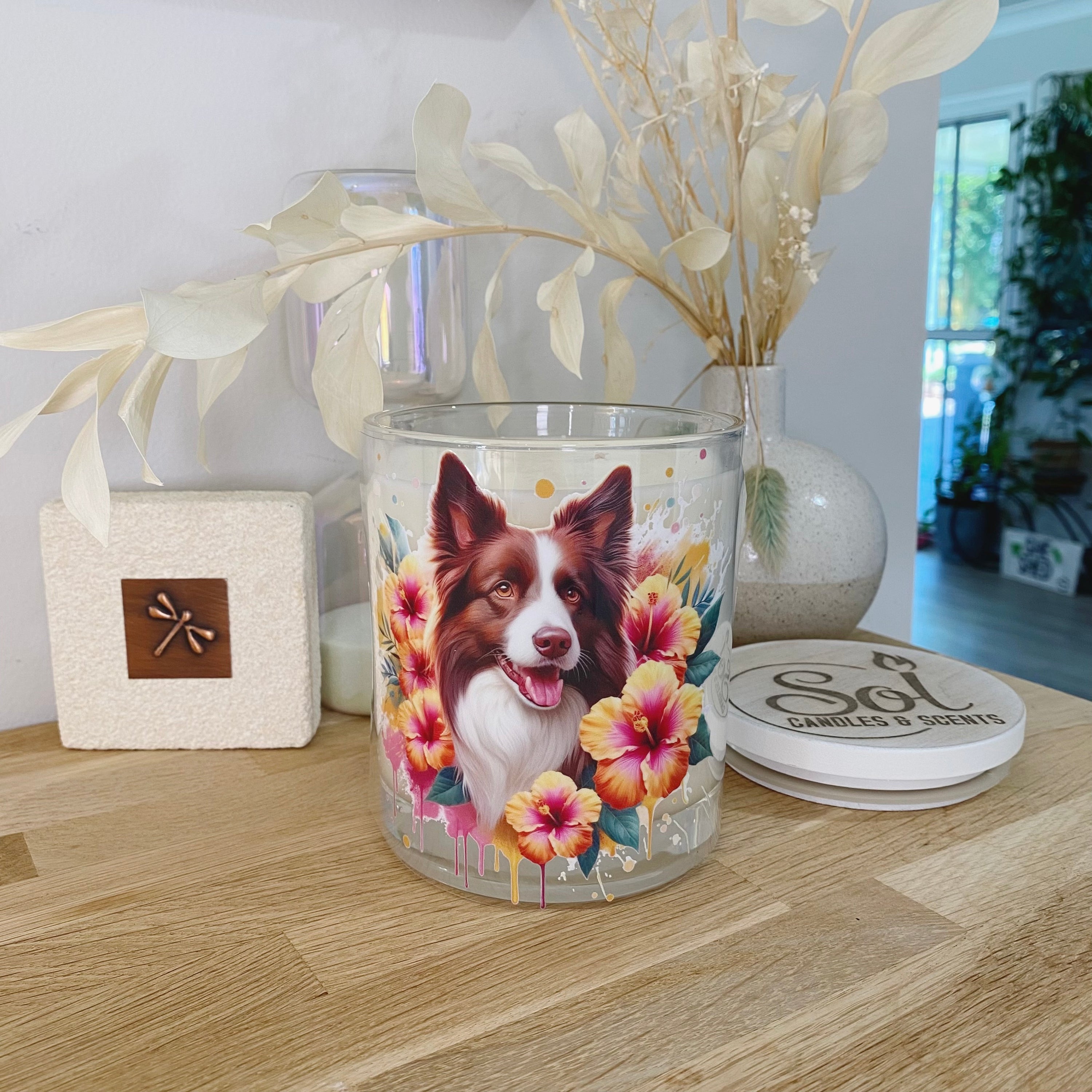Border Collie Chocolate Hibiscus Xlarge Candle_Sol Candles & Scents