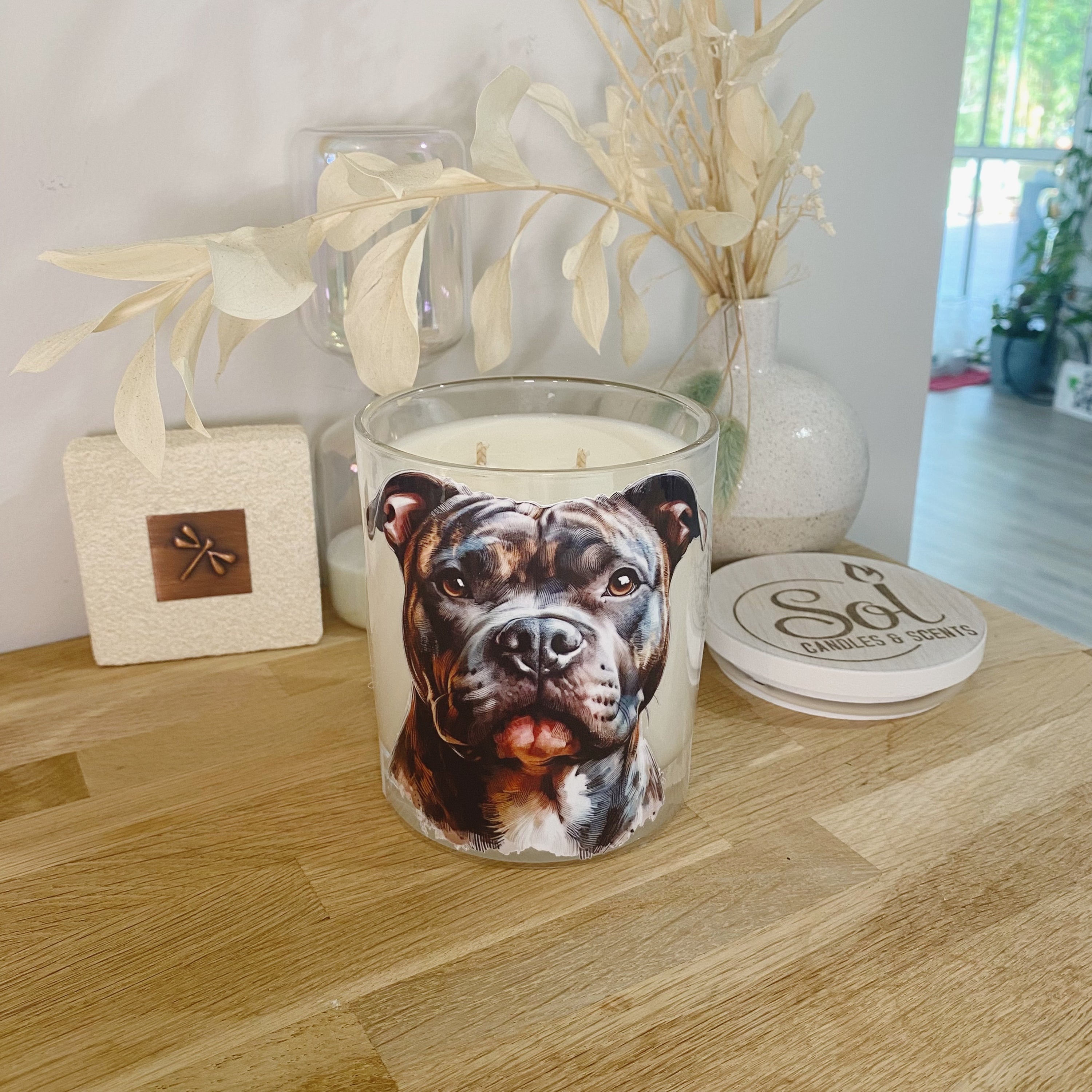 Staffy Brindle Portrait Xlarge Candle
