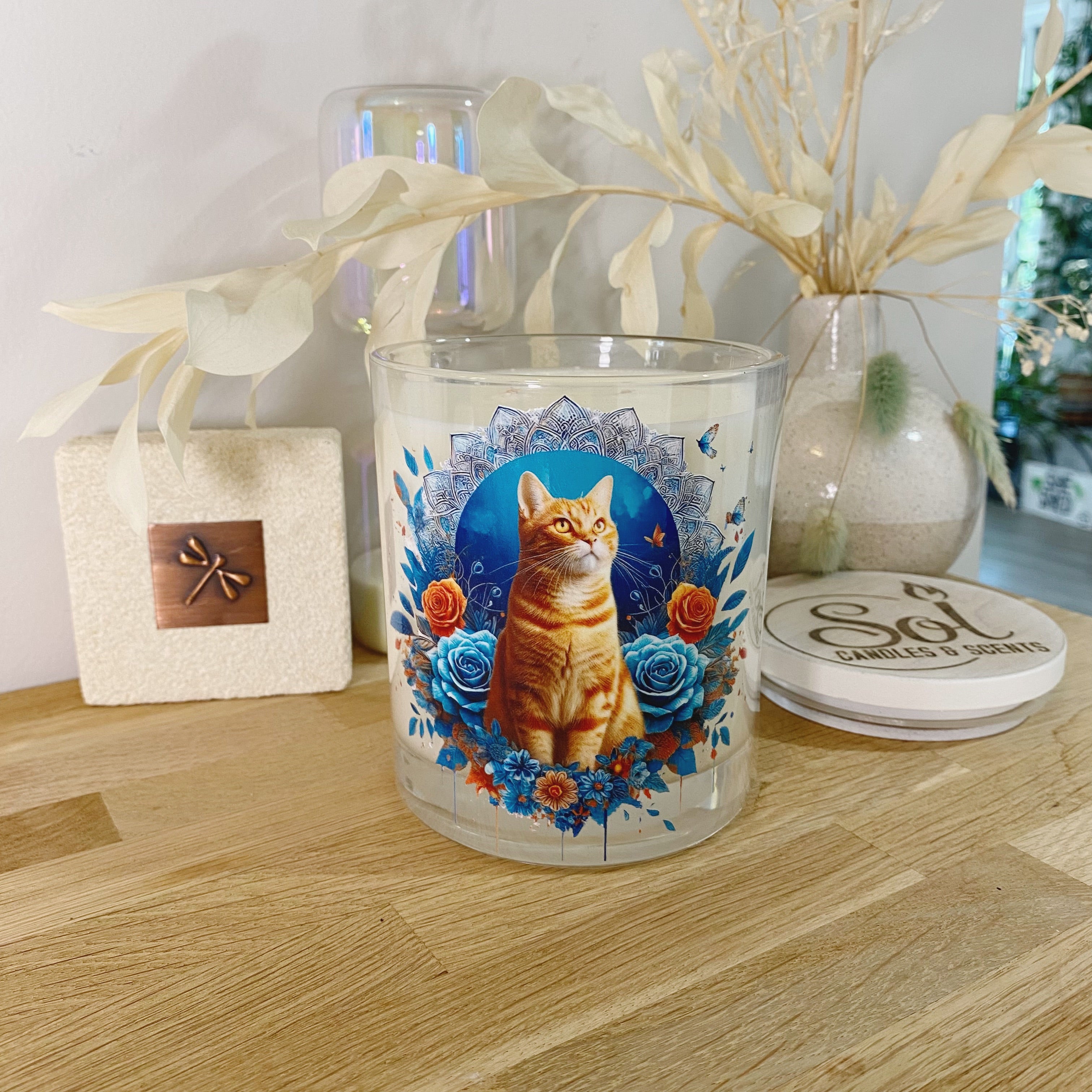 Cat Red Floral Xlarge Candle_Sol Candles & Scents
