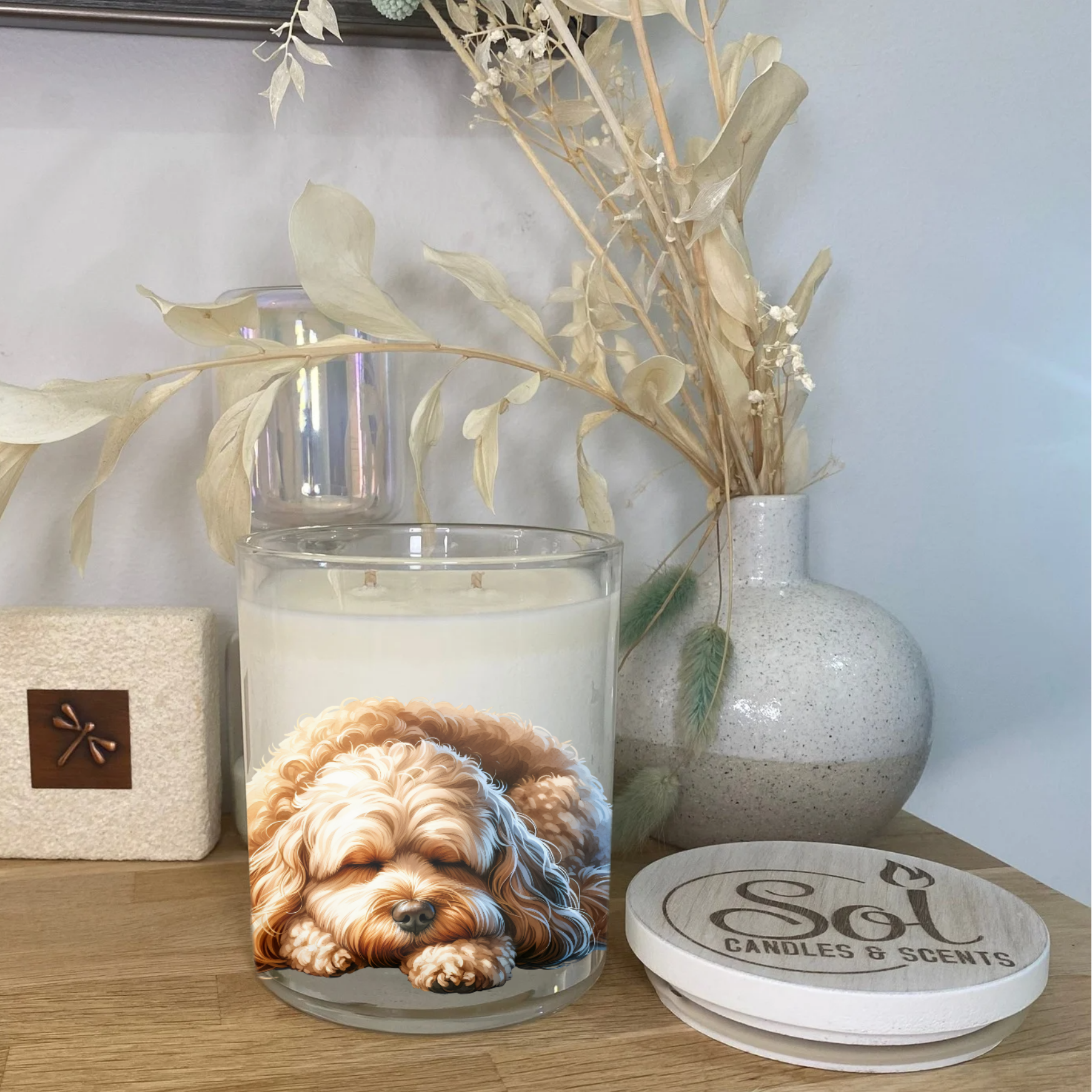 Cavoodle Dog Sleeping Xlarge Candle