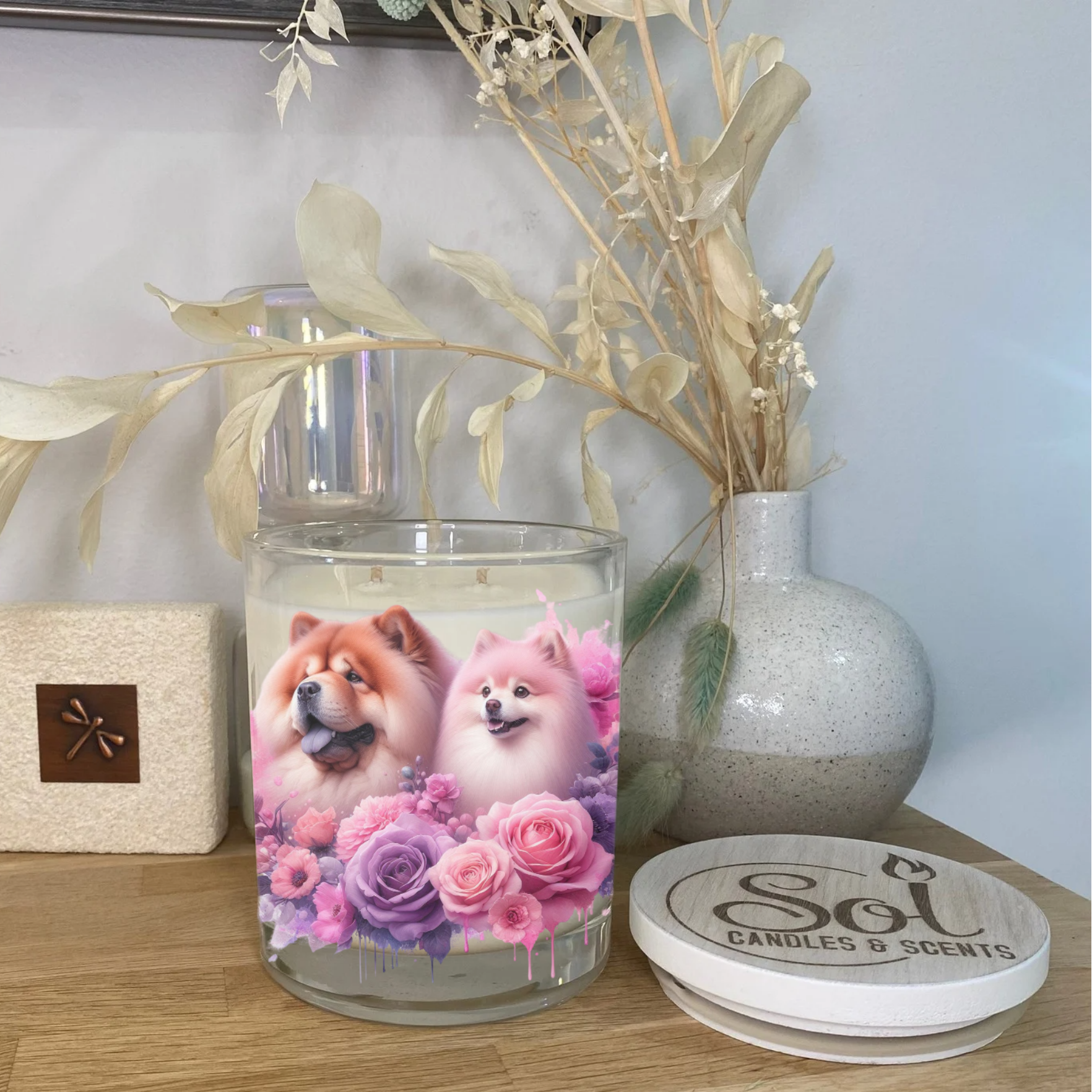 Chow Chow & Pomeranian Dog Xlarge Candle