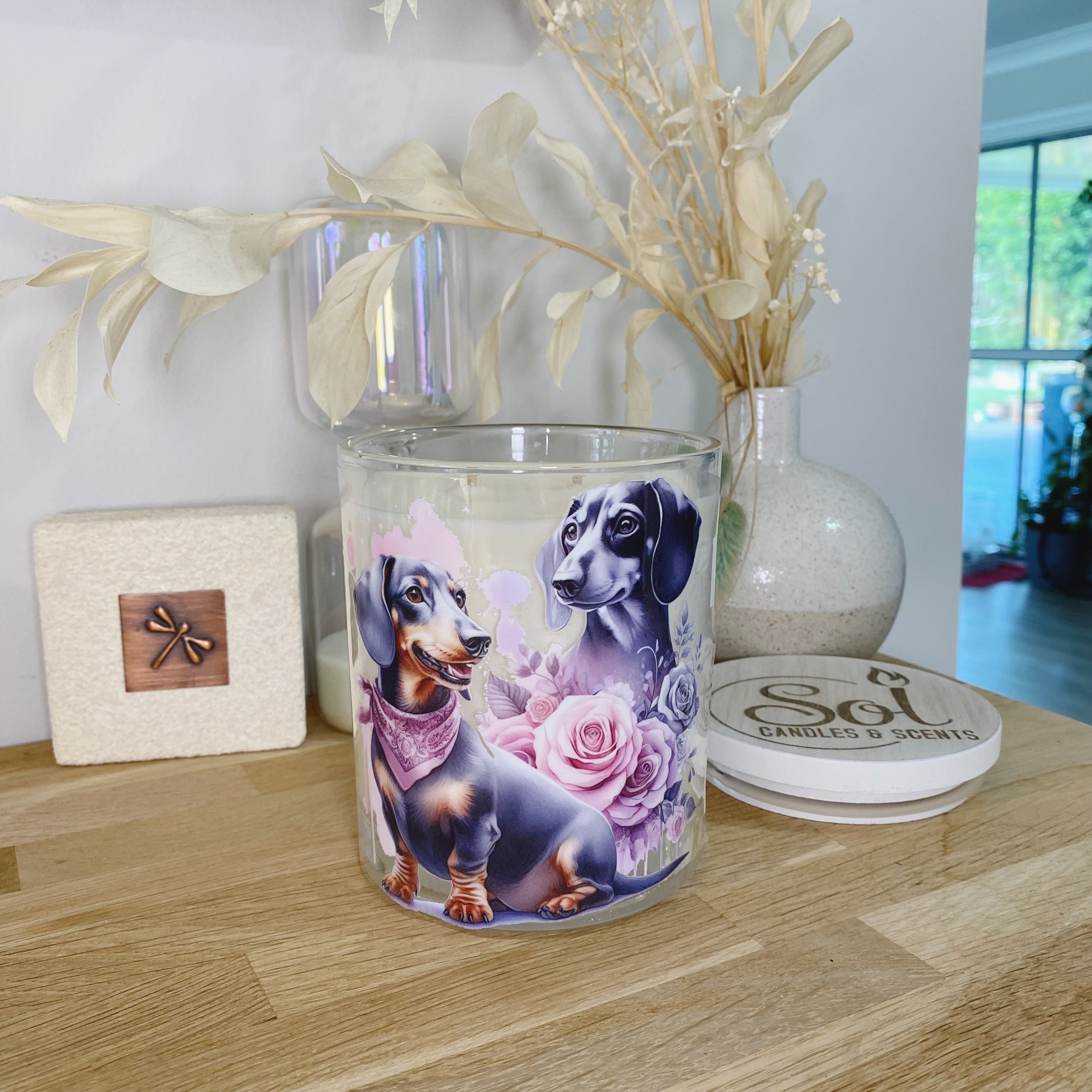 Dachshund Roses Xlarge Candle_Sol Candles & Scents