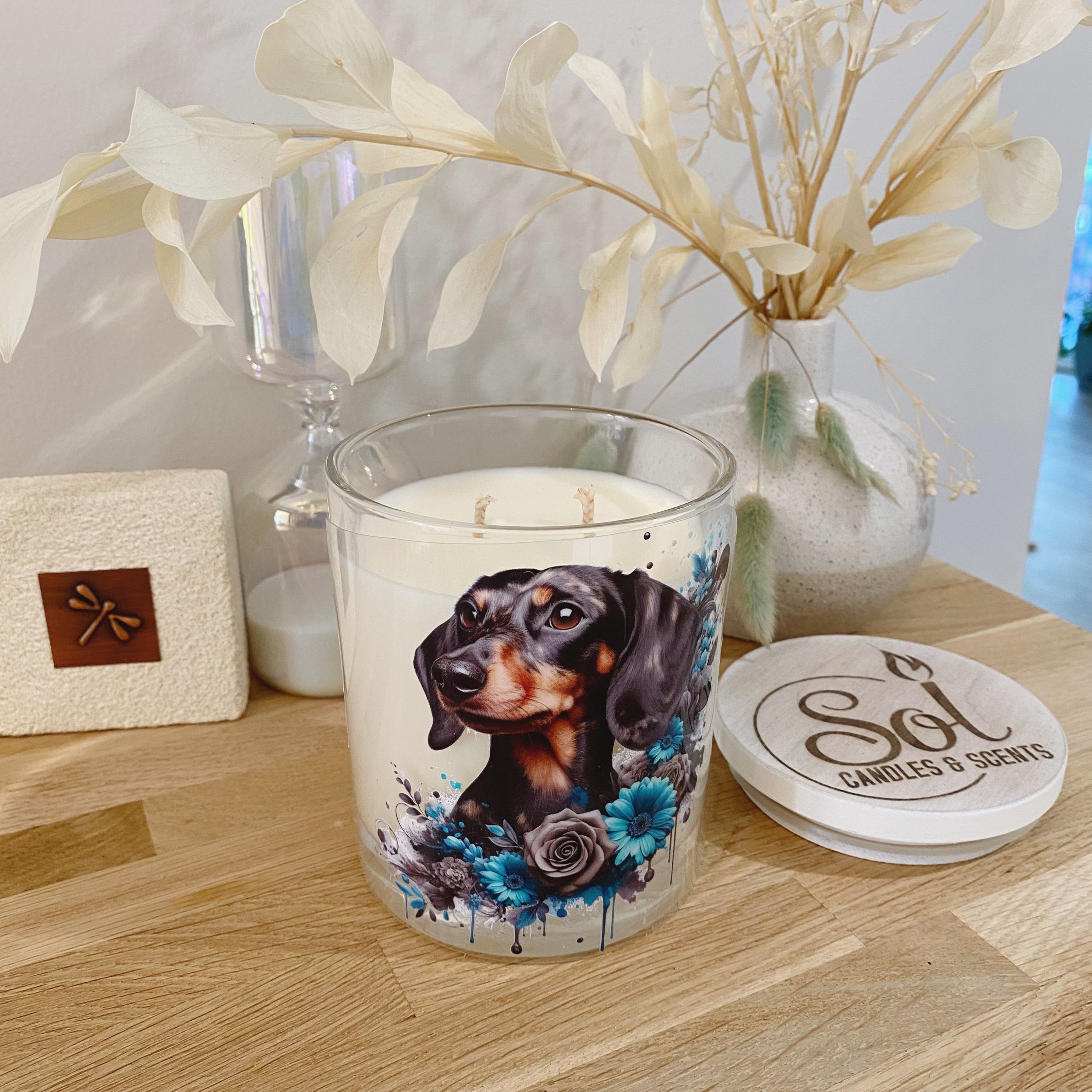 Dachshund Smooth Turquoise Xlarge Candle_Refillable_Made in Australia