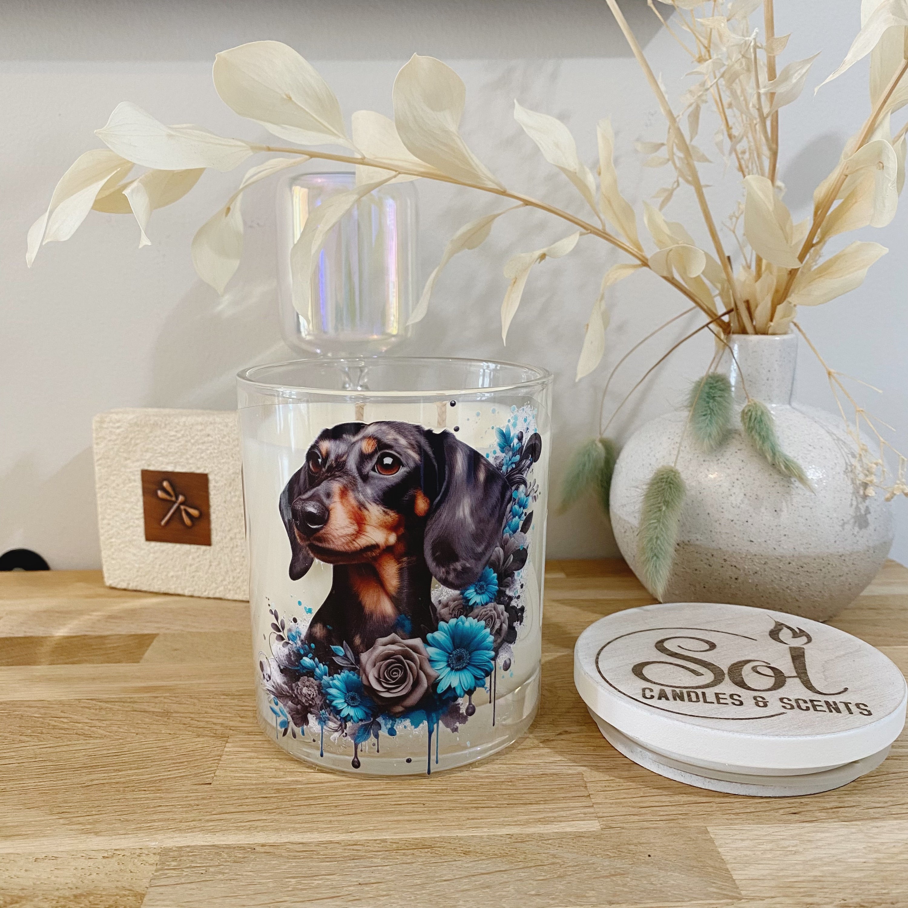 Dachshund Smooth Turquoise Xlarge Candle_Sol Candles & Scents