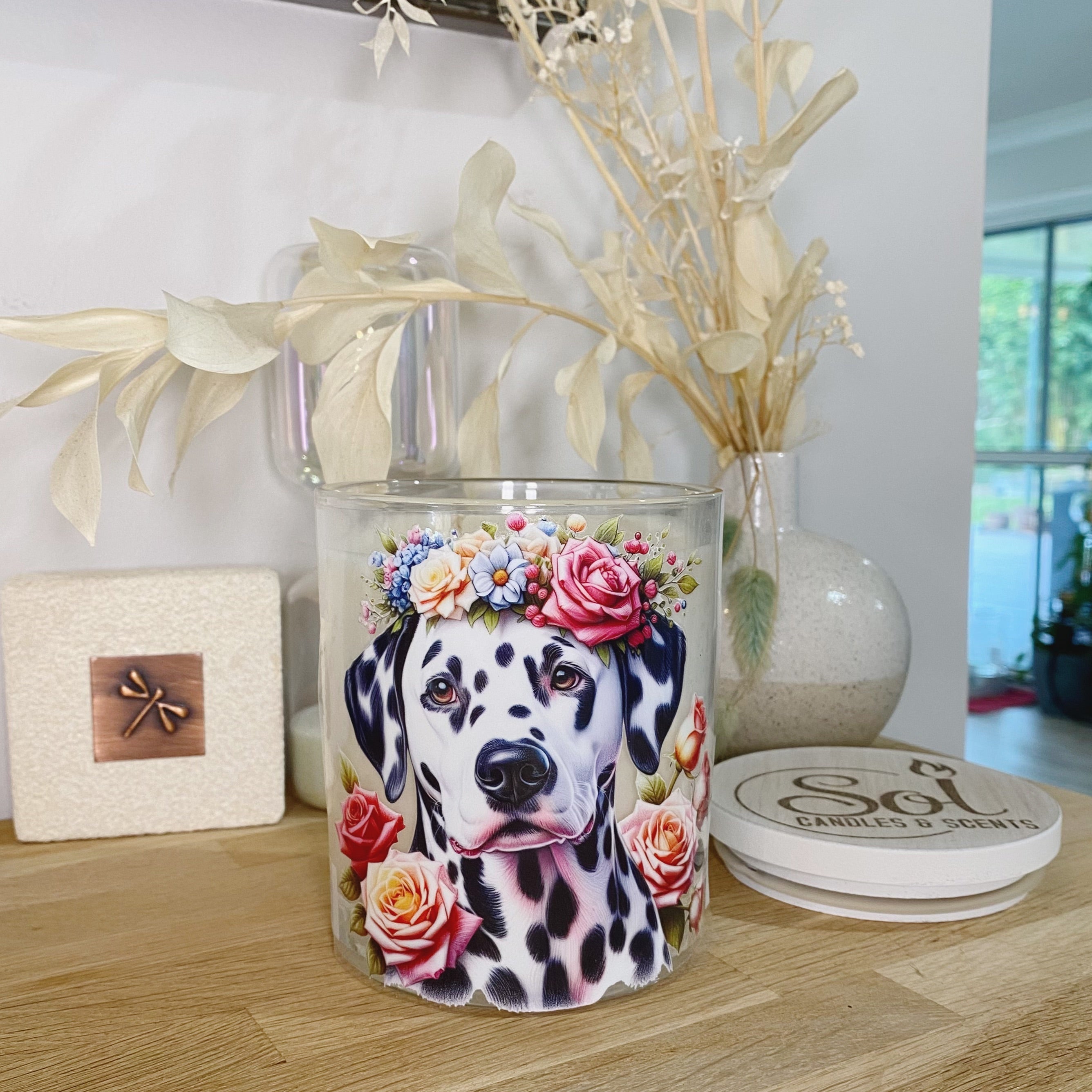 Dalmatian Floral Dog Candle_Sol Candles & Scents
