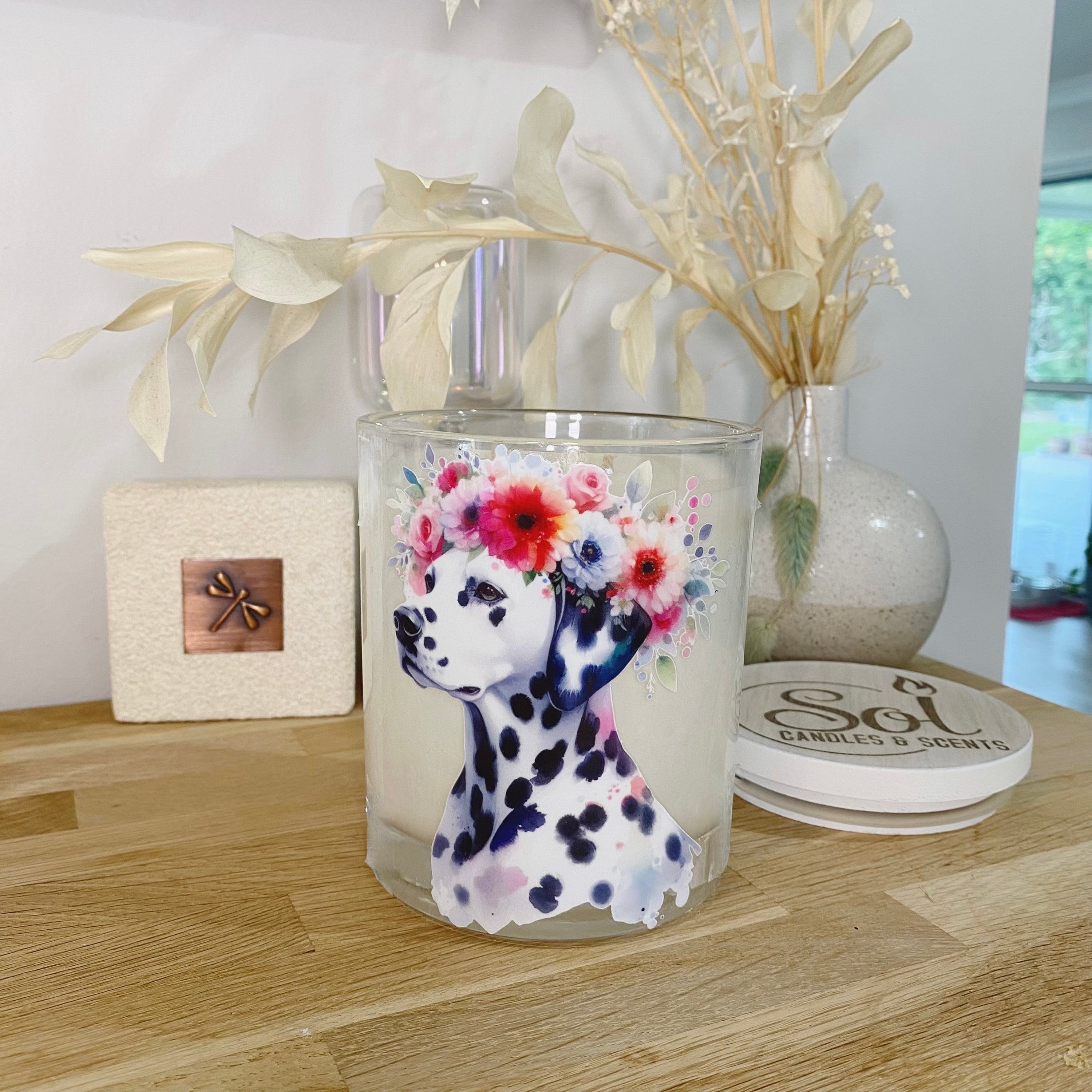 Dalmatian Headband Dog Candle_Sol Candles & Scents