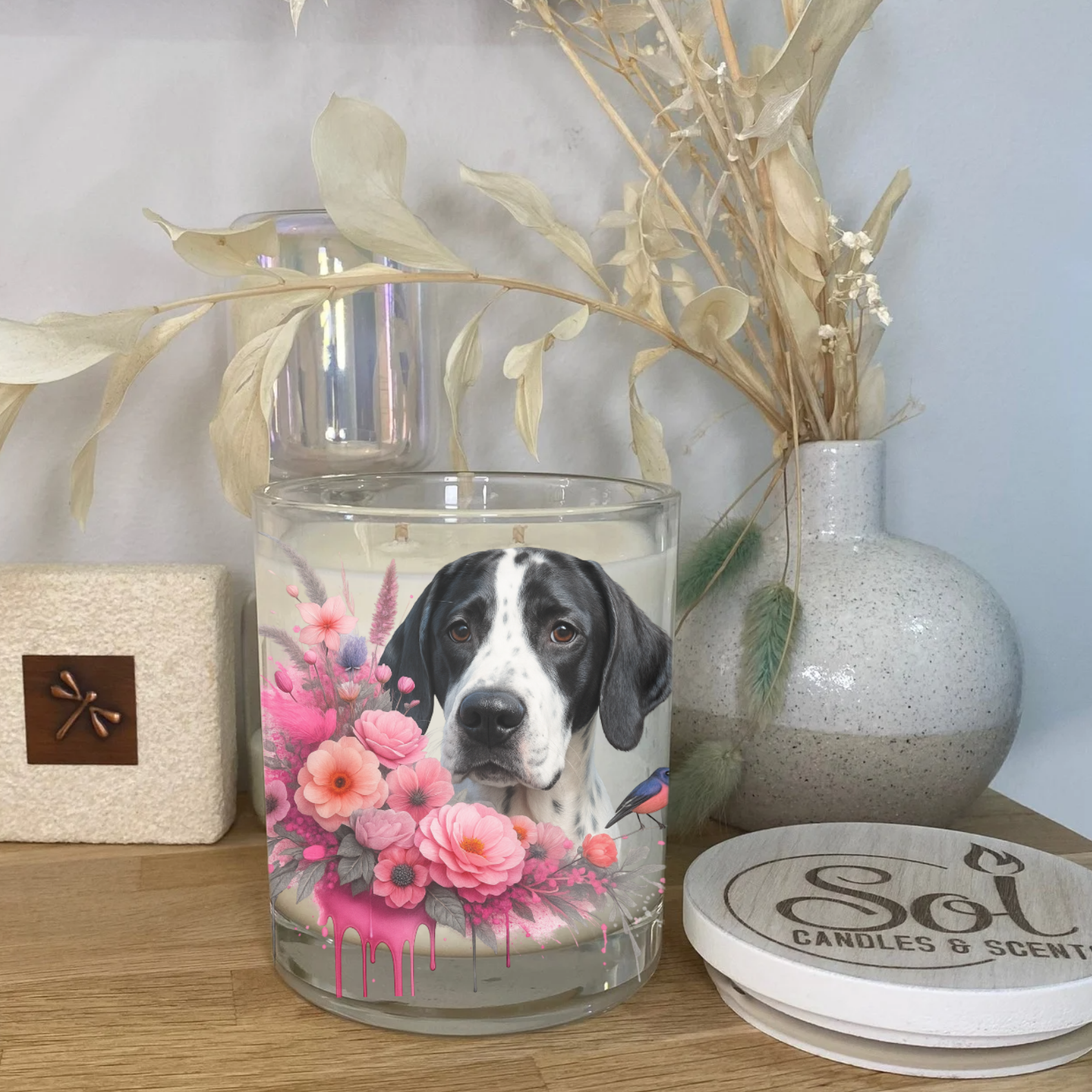 English Pointer Pink Xlarge Candle