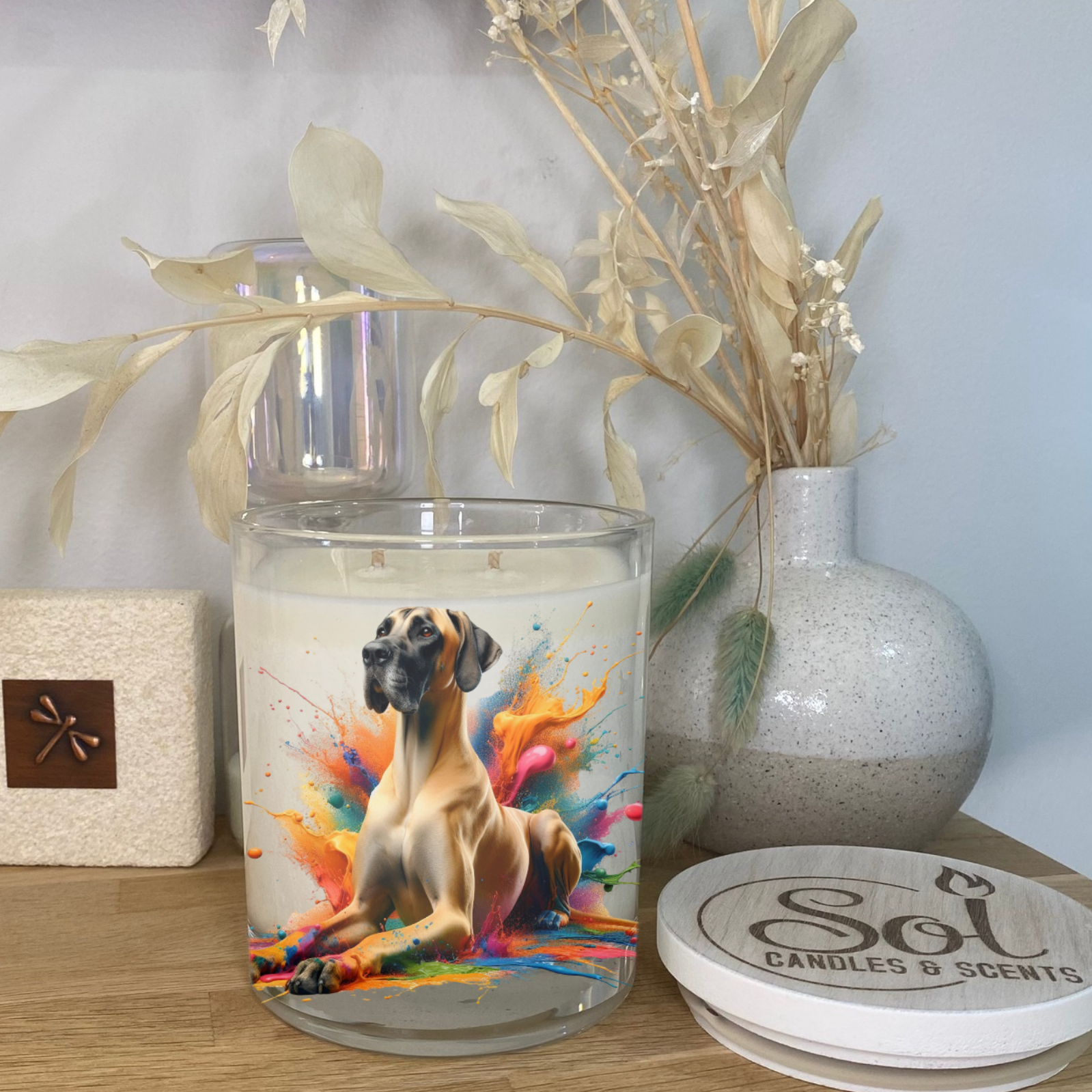 Great Dane Fawn Laying Down Xlarge Candle
