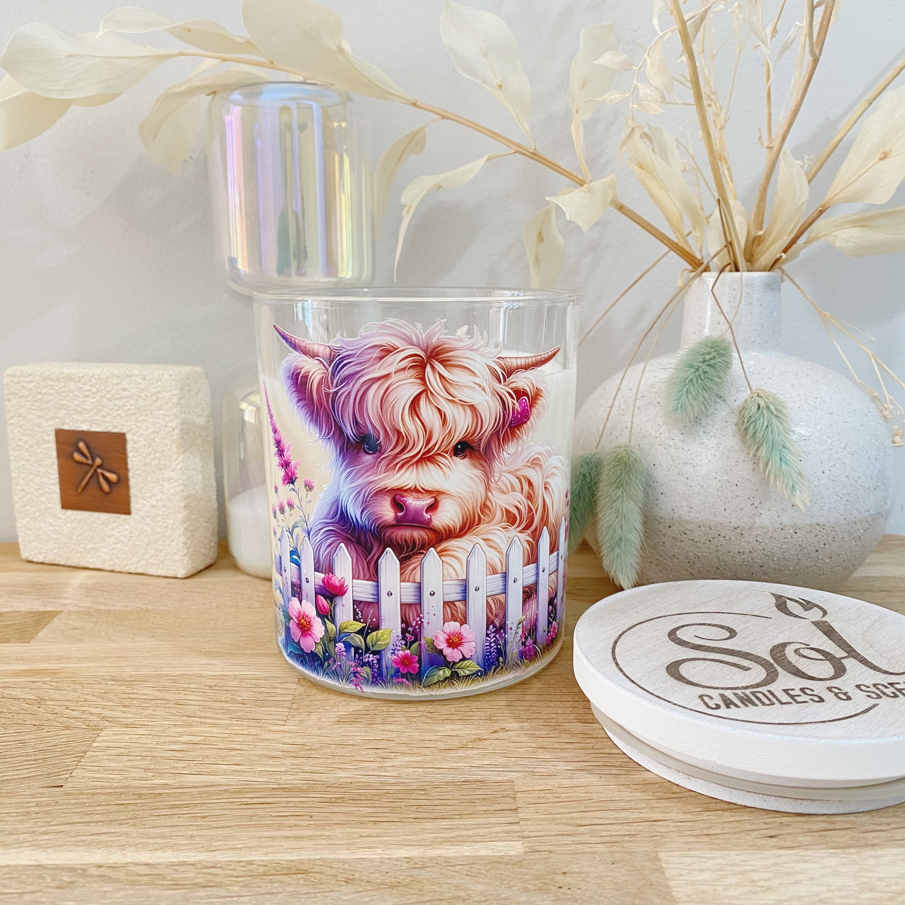 Highland Mini Cow Pink Xlarge Candle_Made in Queesland