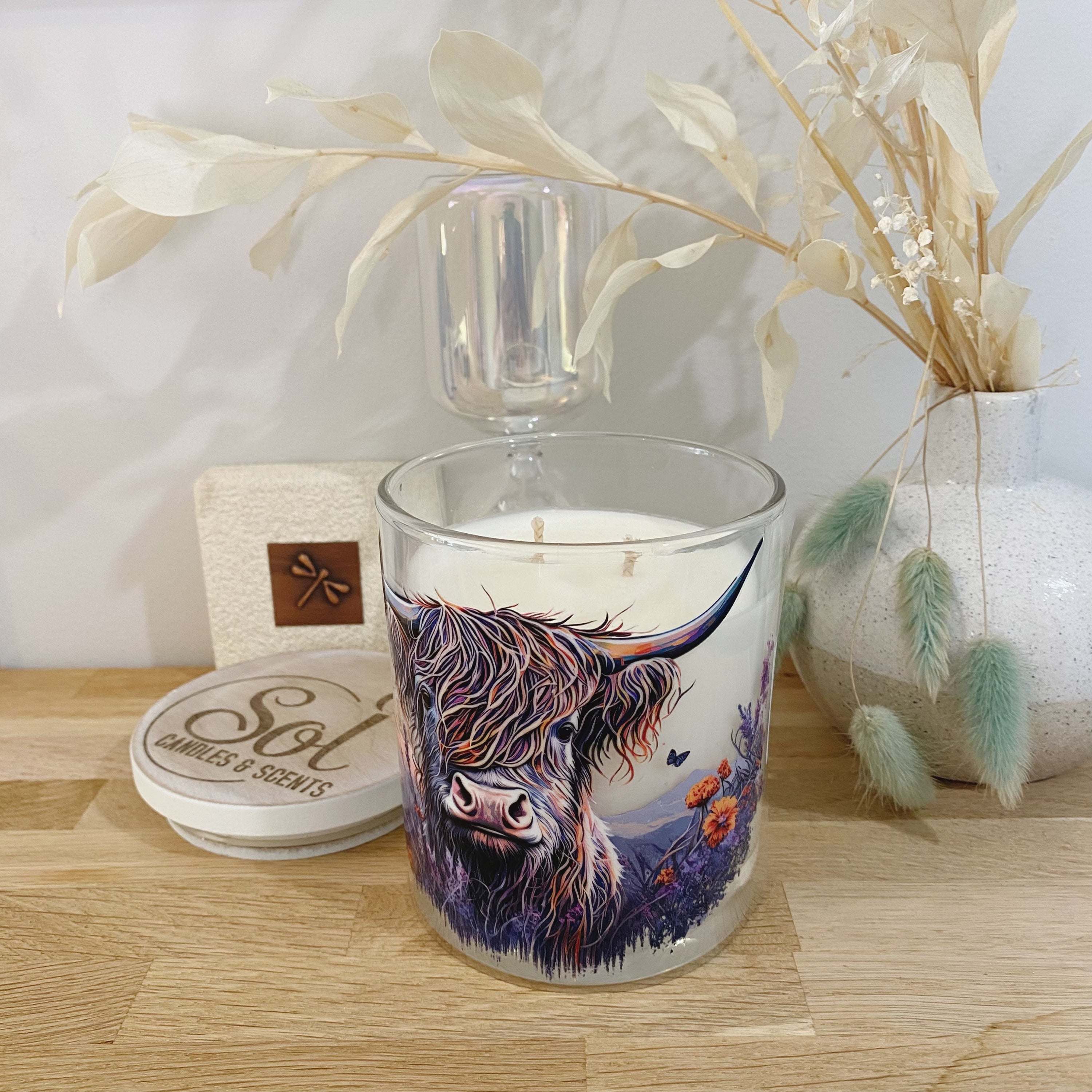 Highland Mountain Cow Purple Xlarge Candle