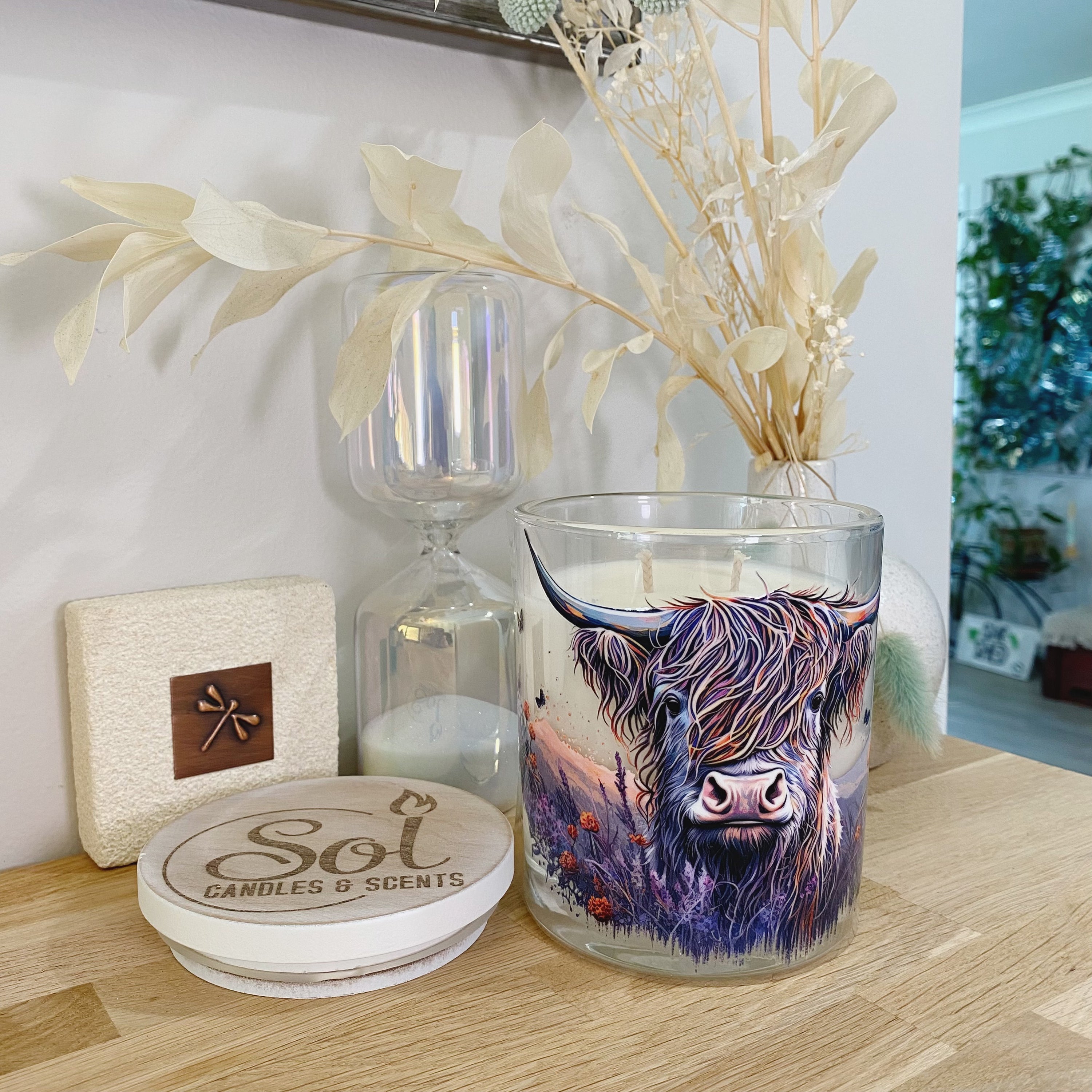 Highland Mountain Cow Purple Xlarge Candle