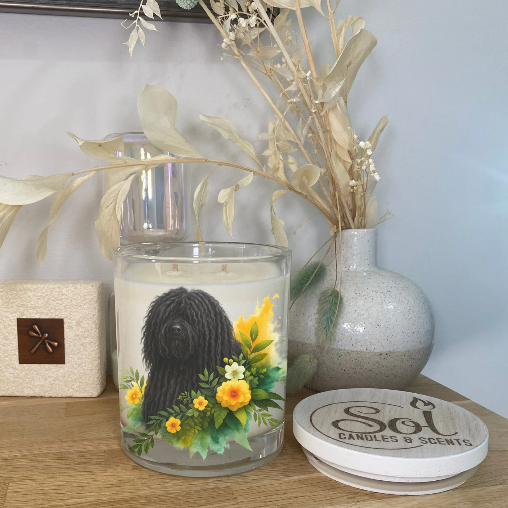 Hungarian Puli Yellow Dog Xlarge Candle