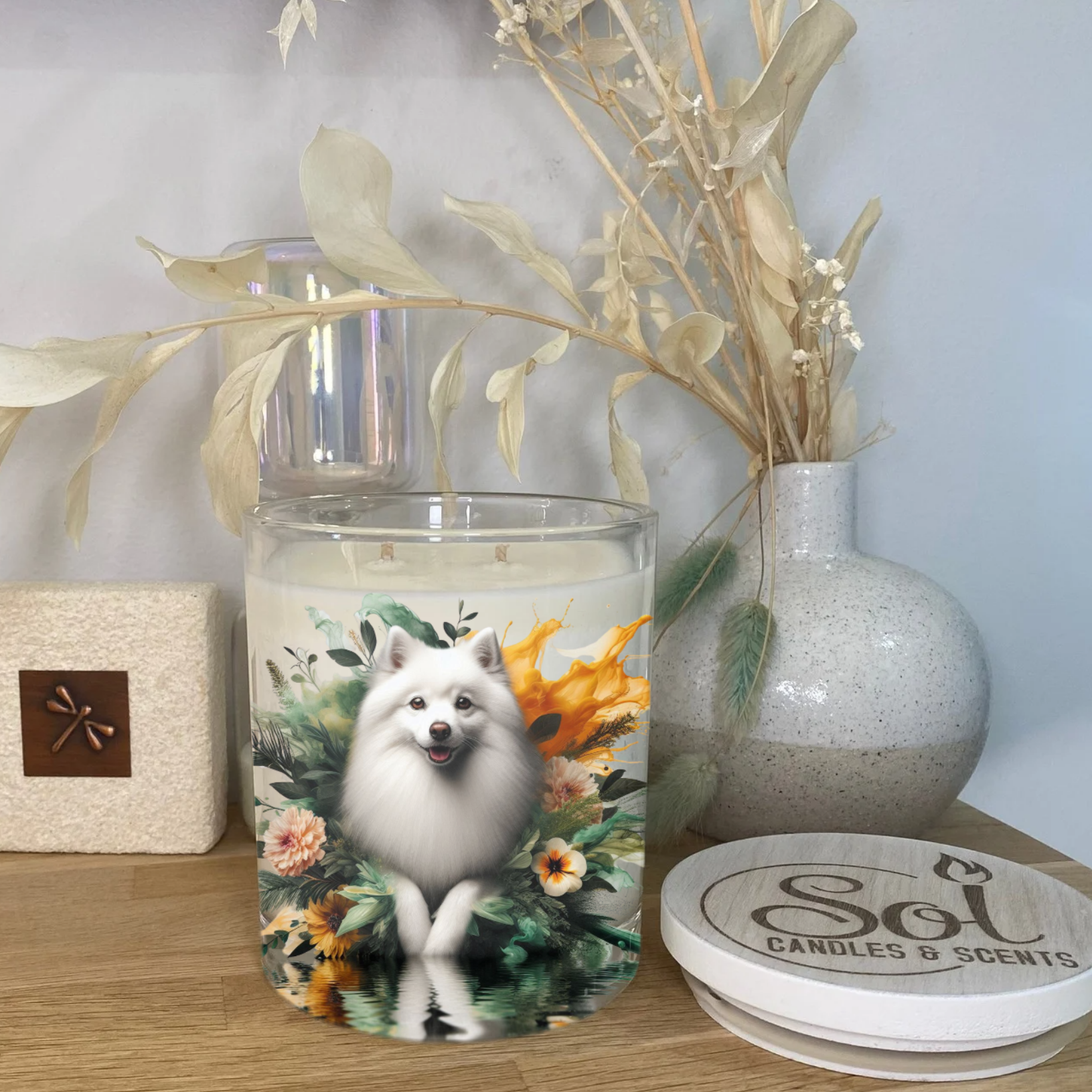 Japanese Spitz Smiling Dog Xlarge Candle