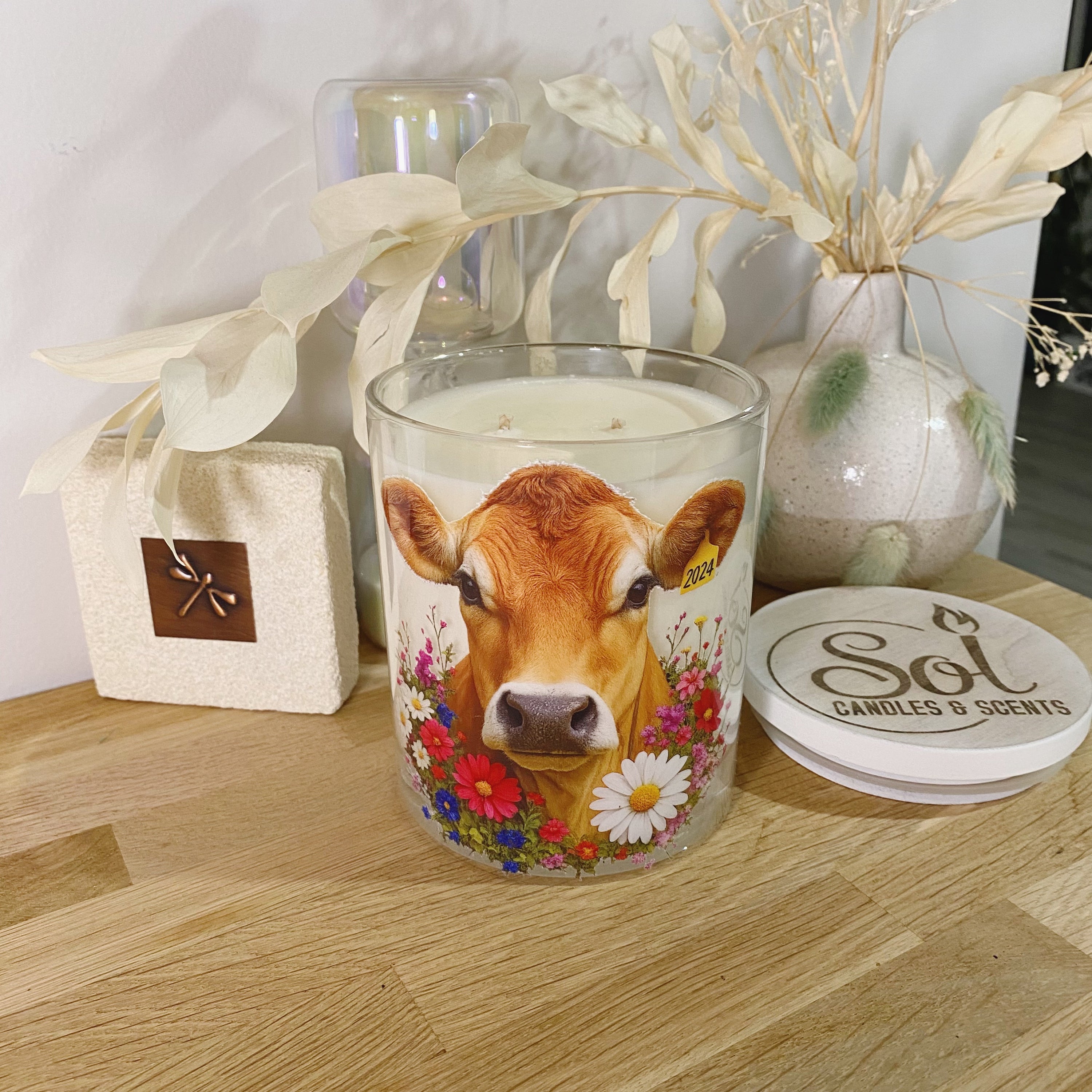 Jersey Cow Floral Cow Xlarge Candle_Sol Candles & Scents