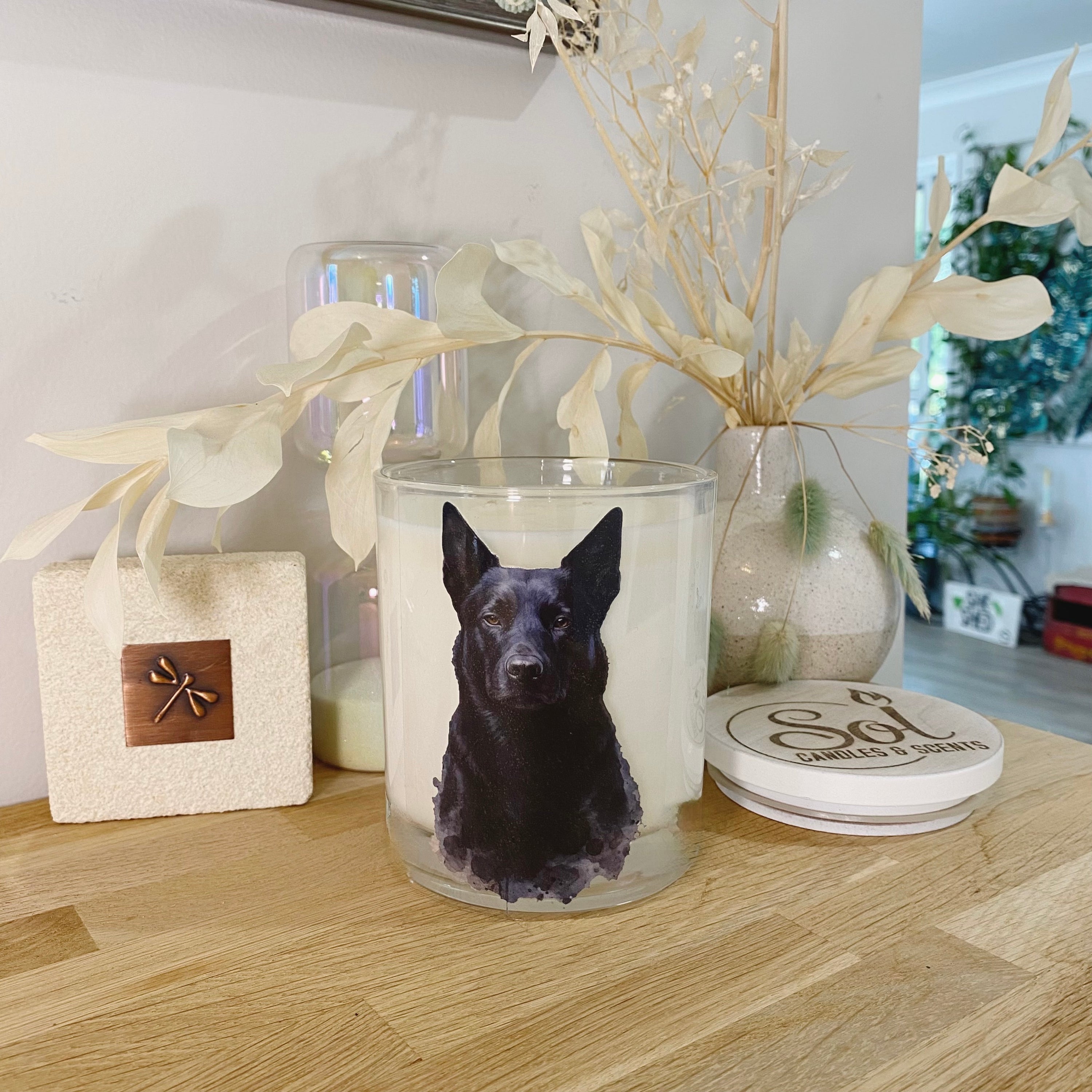 Kelpie Black Watercolour Xlarge Candle_Sol Candle & Scents