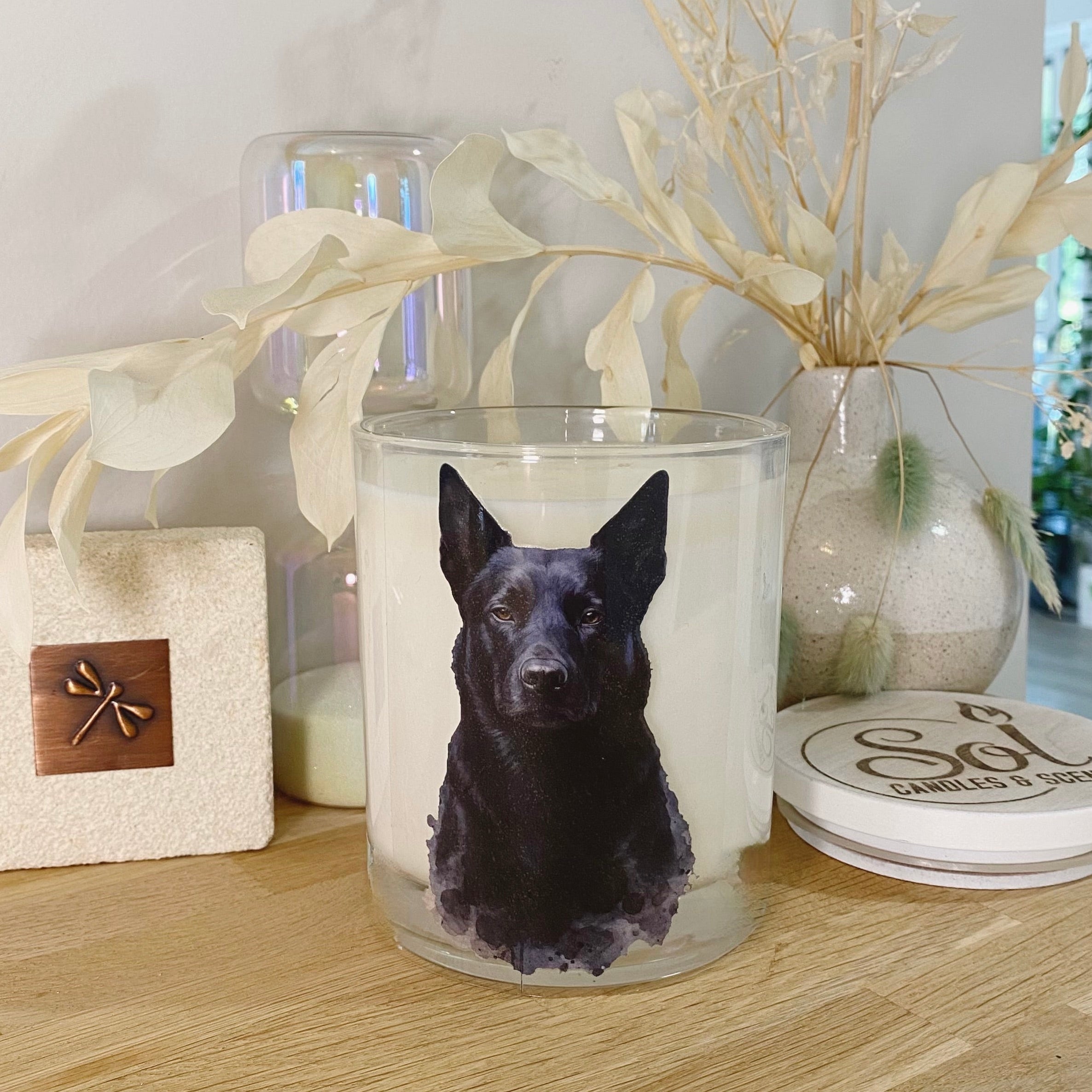 Kelpie Black Watercolour Xlarge Candle_Sol Candle & Scents