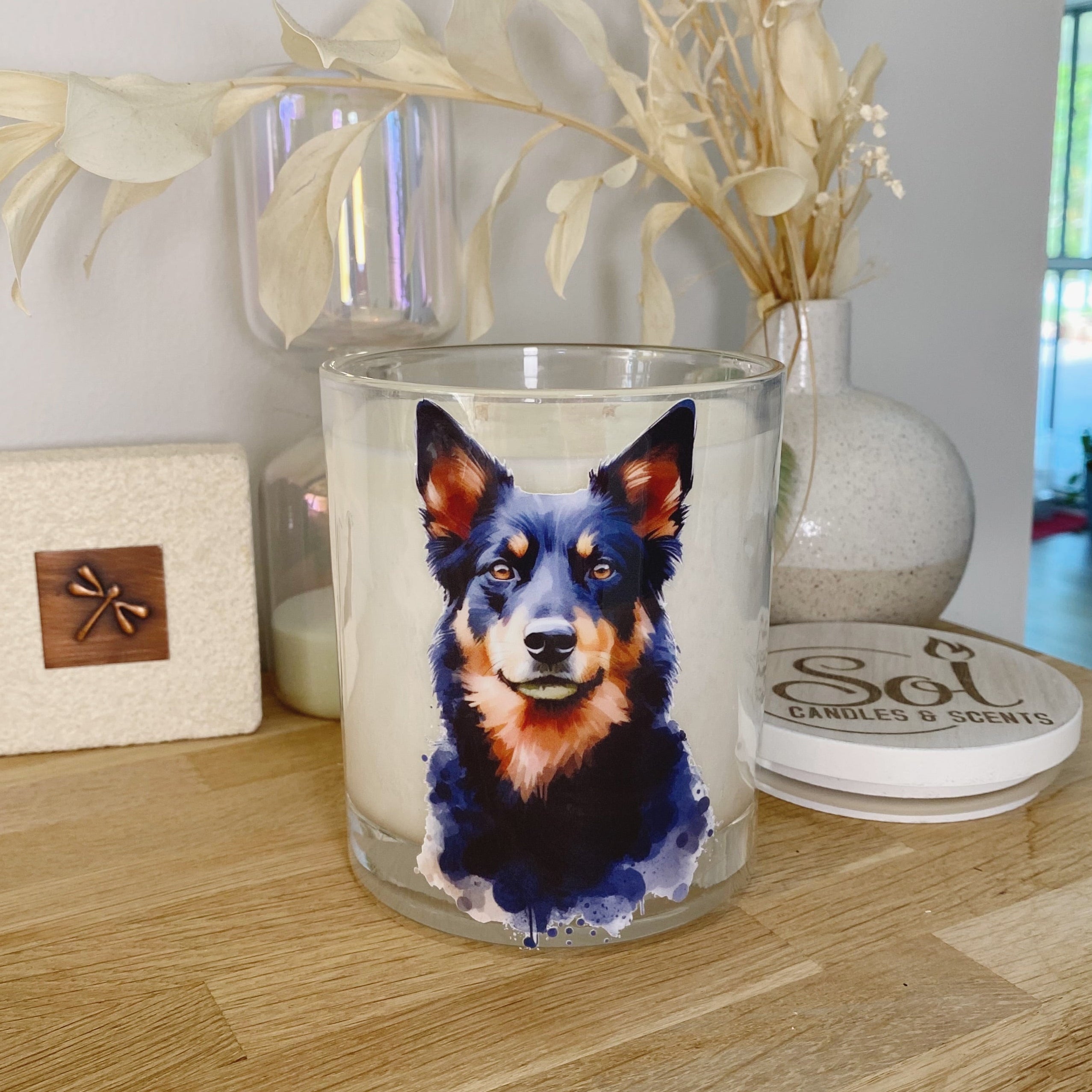 Kelpie Dog Black Portrait Xlarge Candle_Sol Candles & Scents