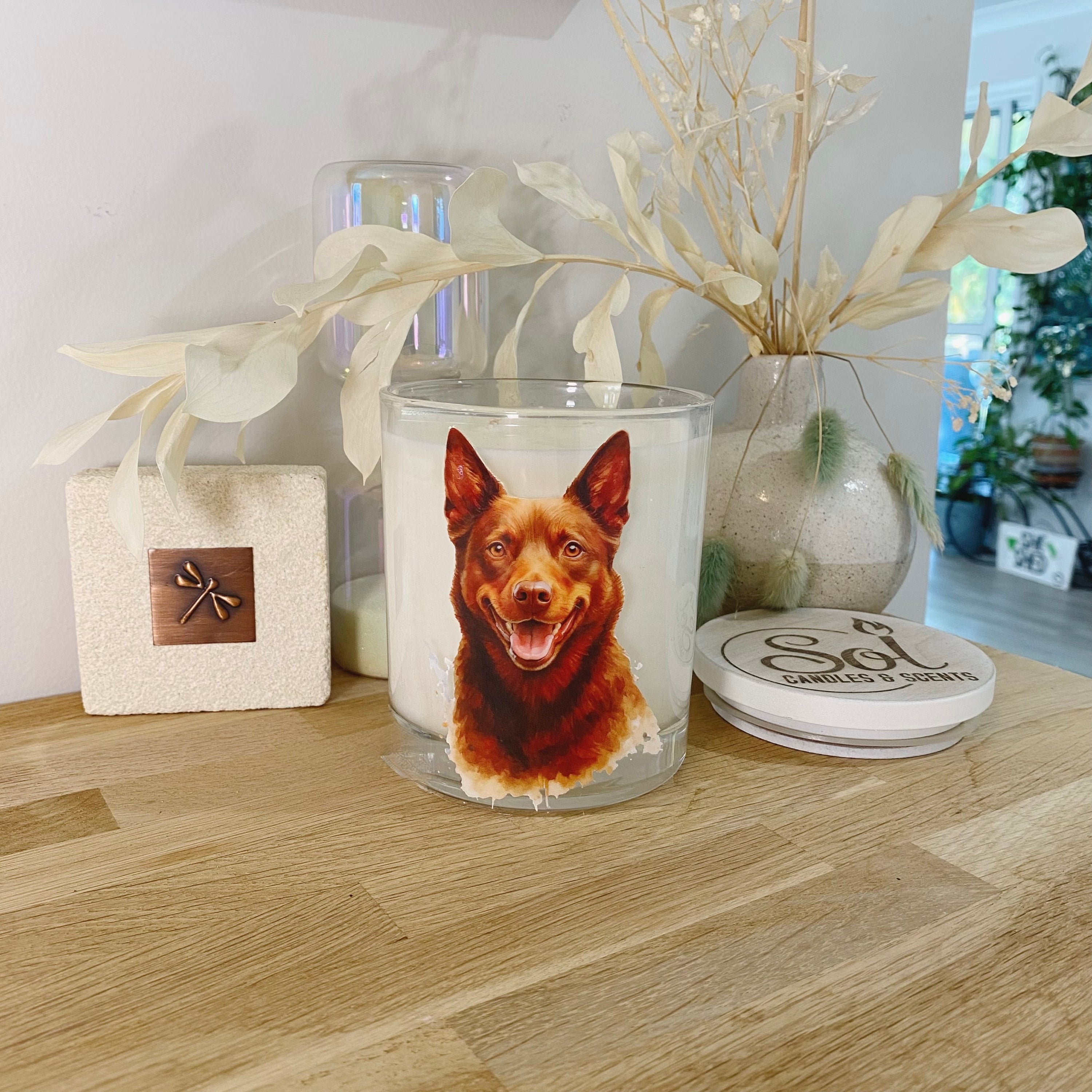 Kelpie Red Watercolour Xlarge Candle_Sol Candles & Scents