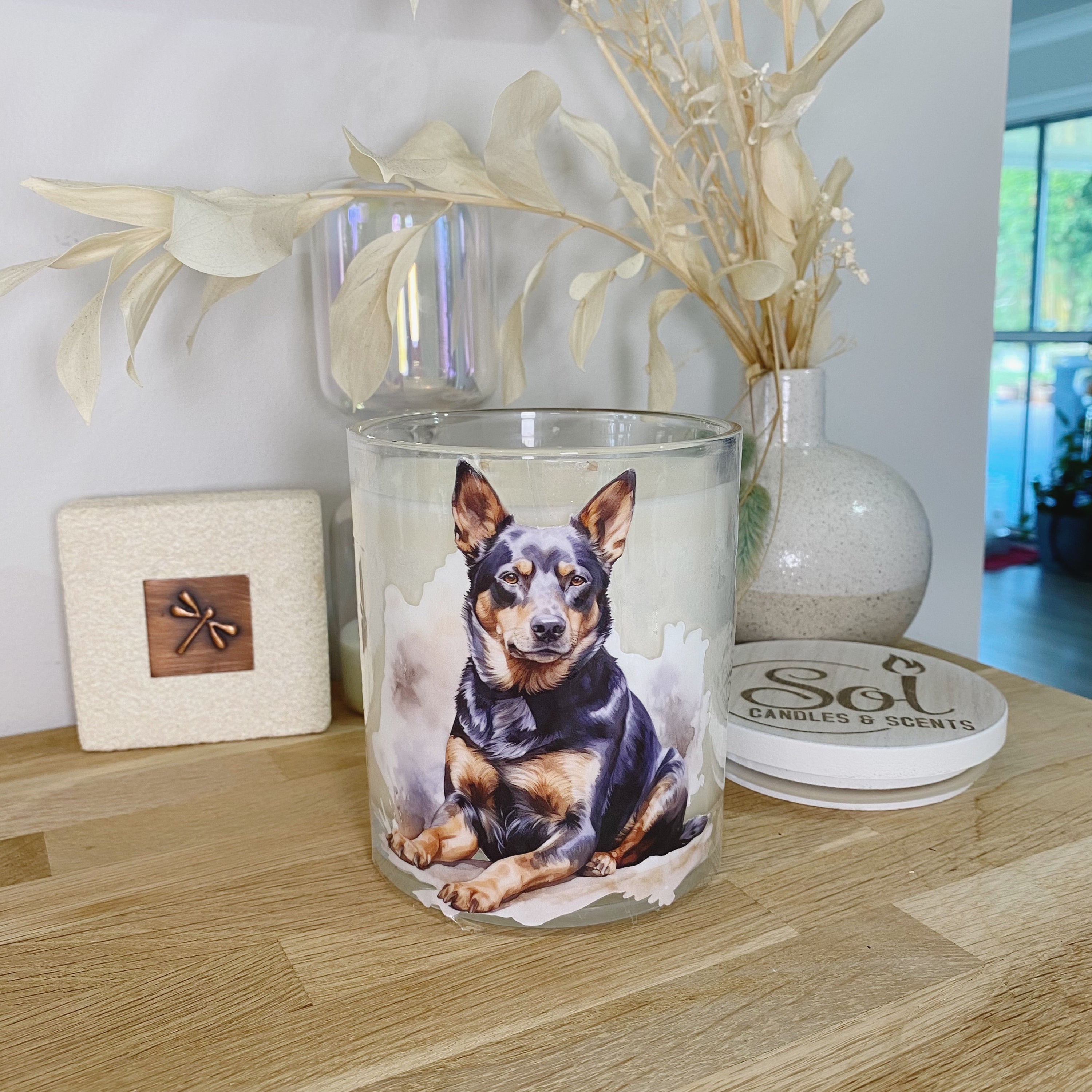 Kelpie Watercolour Sitting Xlarge Candle_Sol Candles & Scents