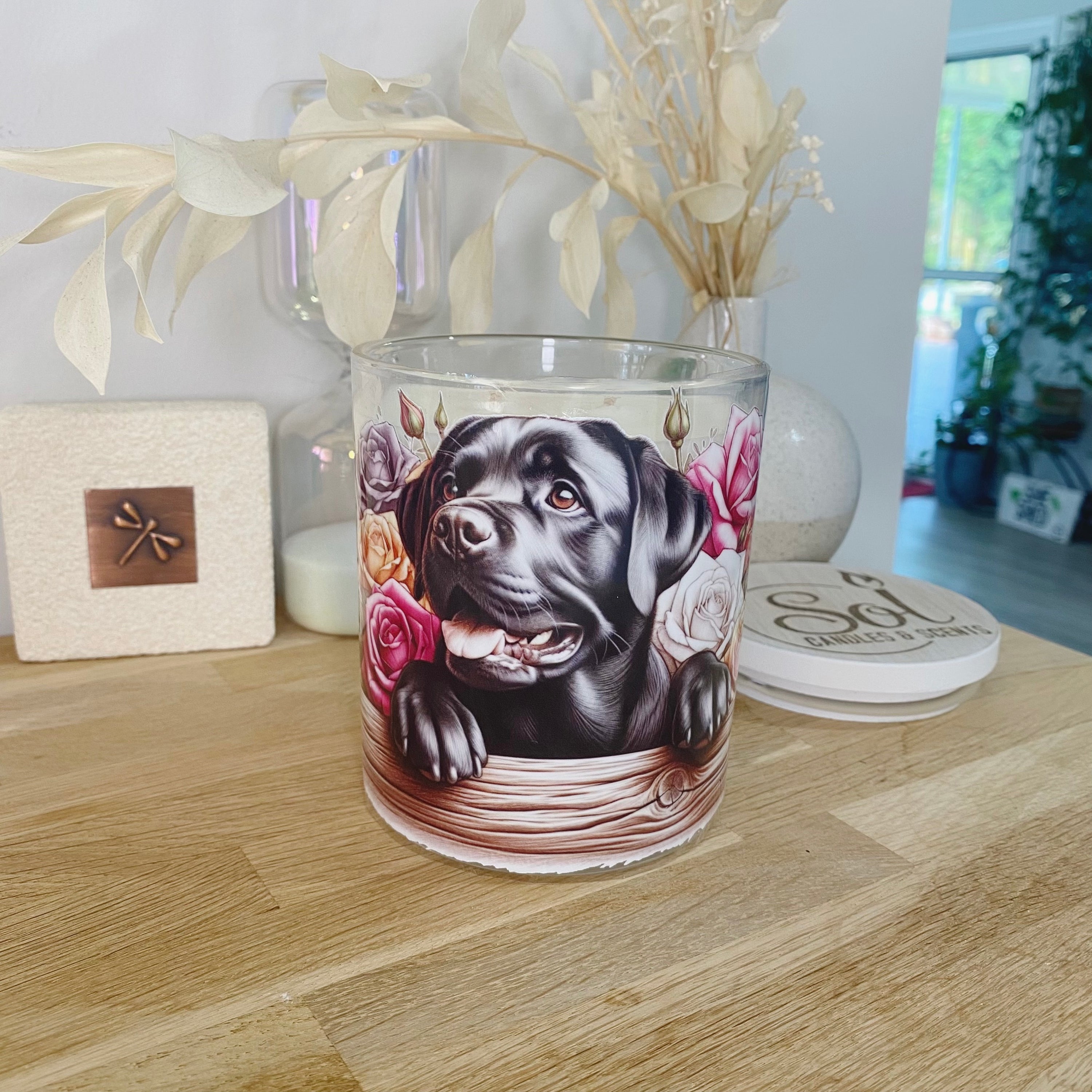 Labrador Black Dog Roses_Sol Candles & Scents