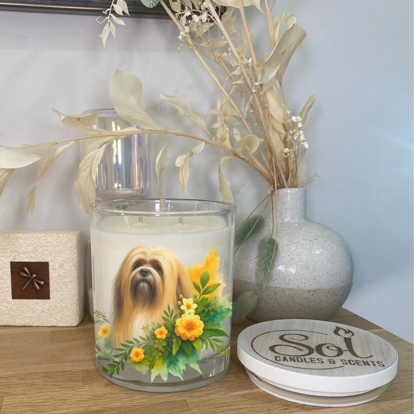 Lhasa Apso Yellow Xlarge Candle