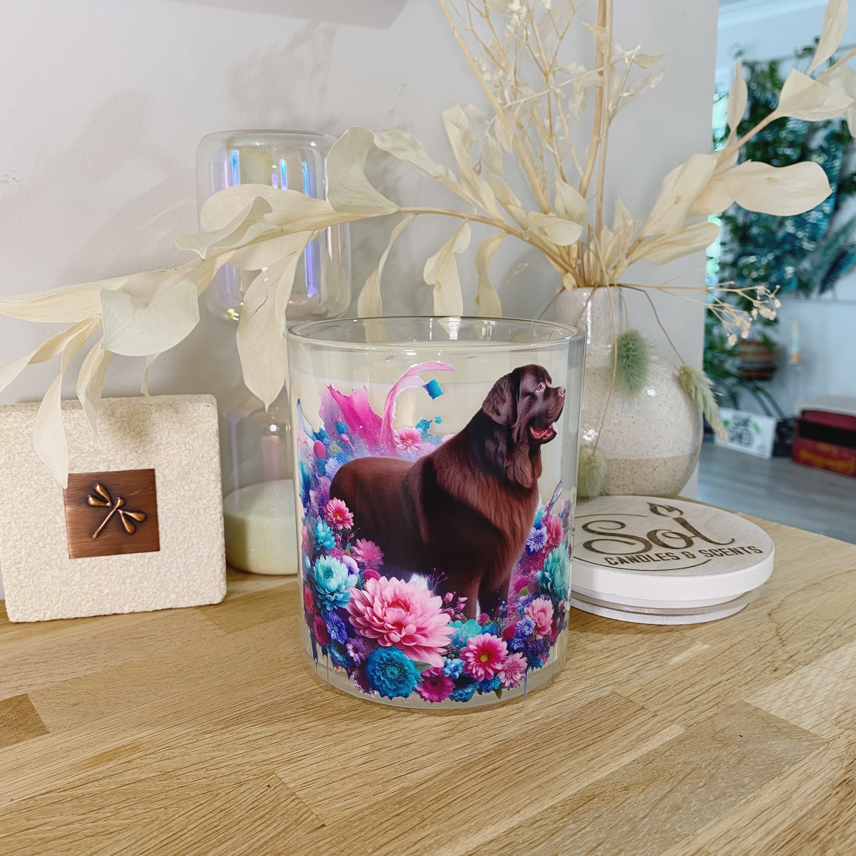 New Founderland Chocolate Dog Floral Xlarge Candle_Sol Candles & Scents