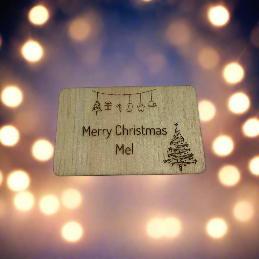 Personalised Wooden Engraved Christmas Card_Sol Candles & Scents