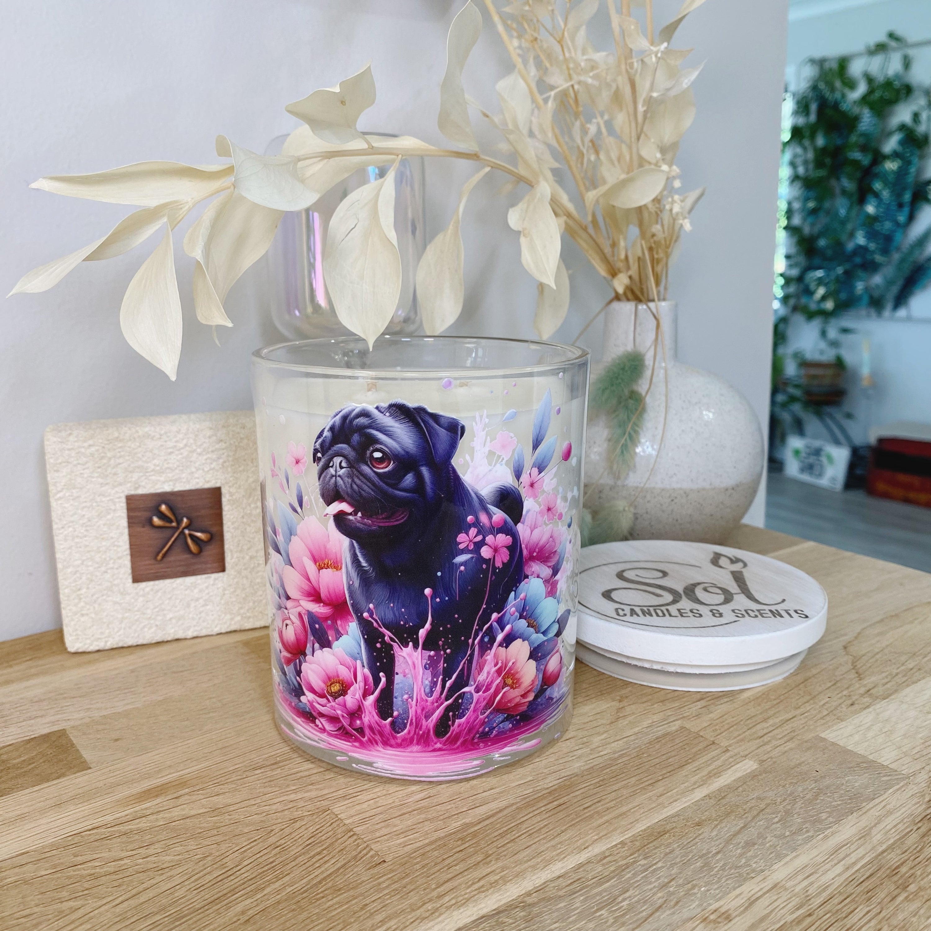 Pug Black Standing Xlarge Candle_Sol Candles & Scents