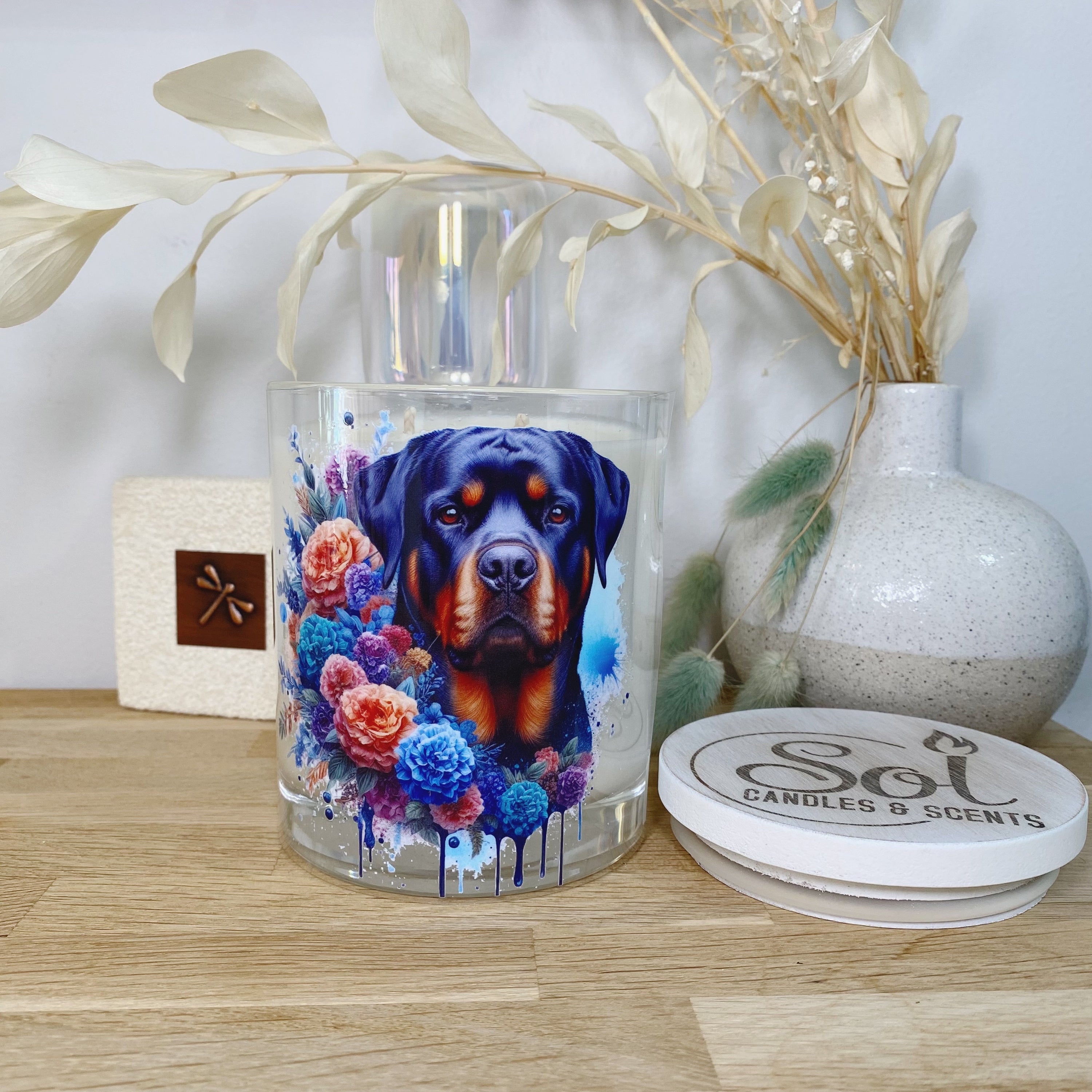 Rottweiler Dog Candle_Sol Candles & Scents