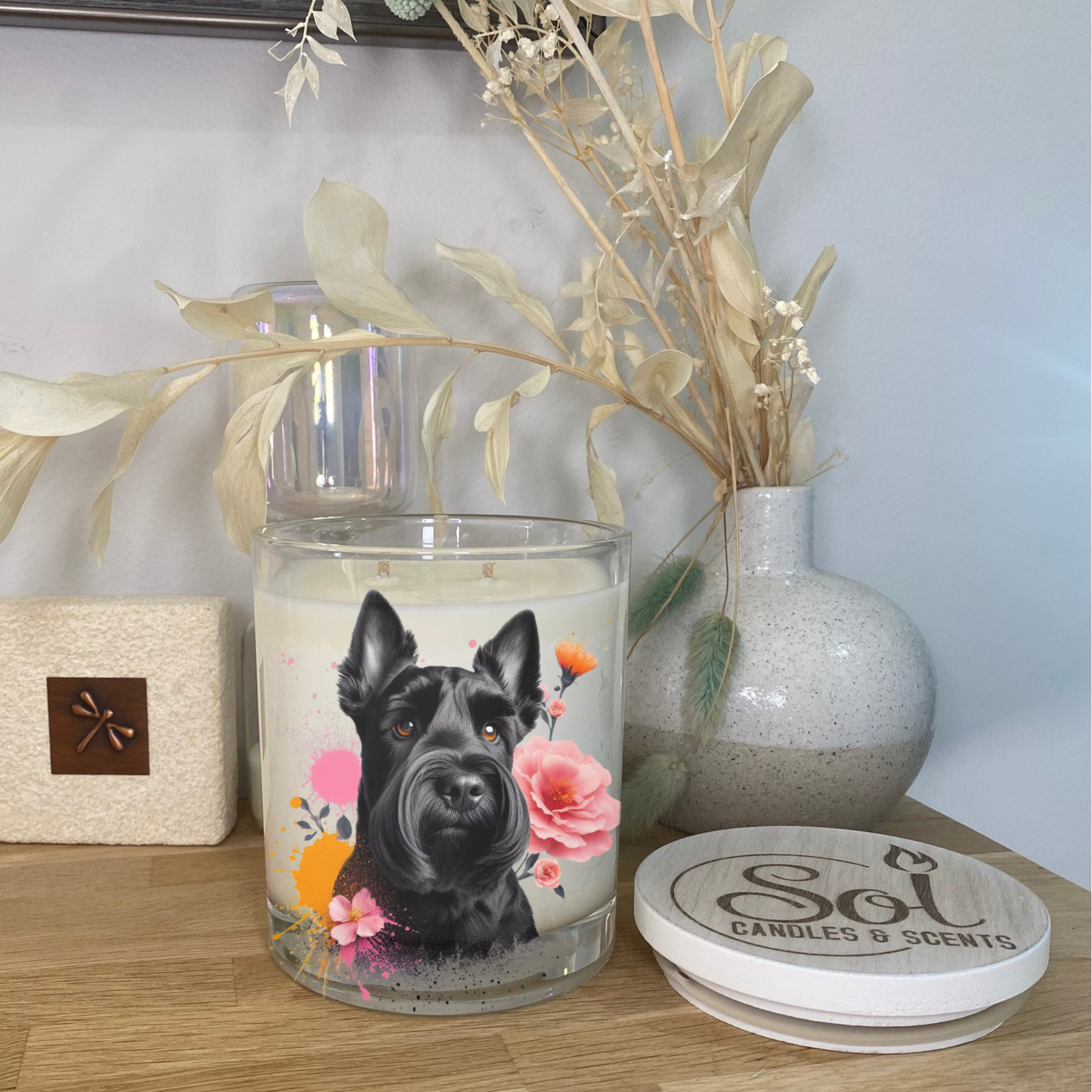 Scottish Terrier Floral Xlarge Candle