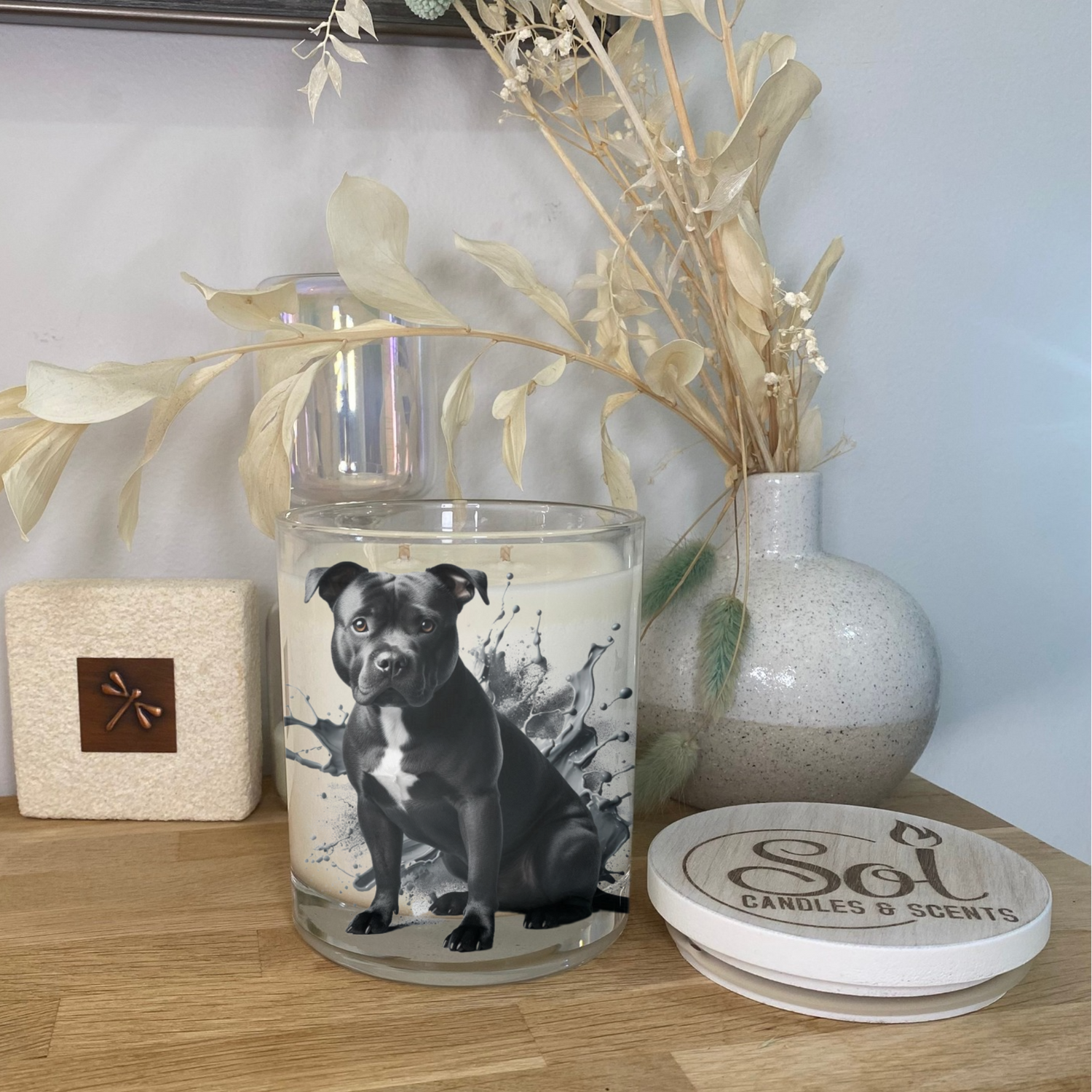 Staffy Black Xlarge Candle_Refillable_Australian Made