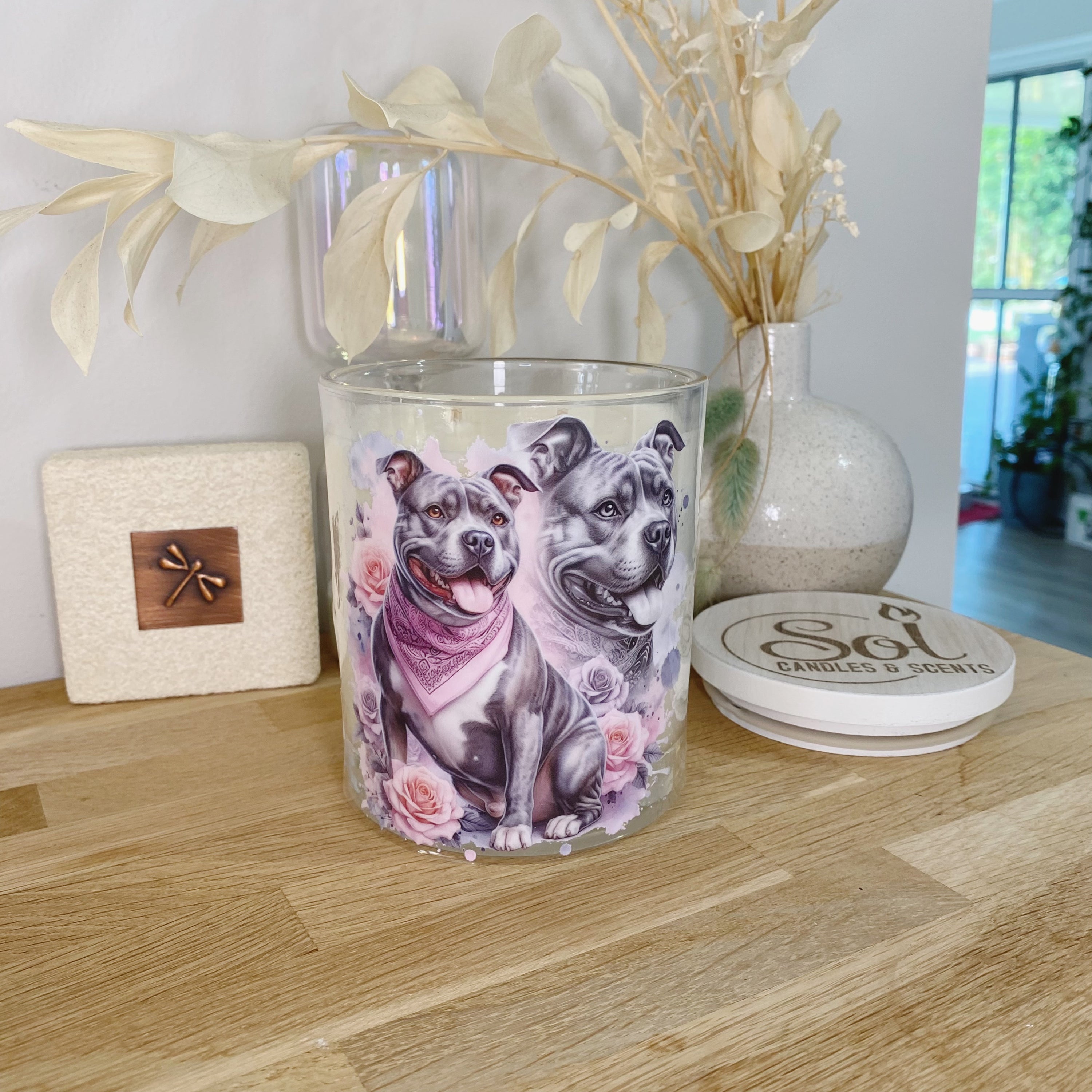 Staffy Roses Xlarge Candle