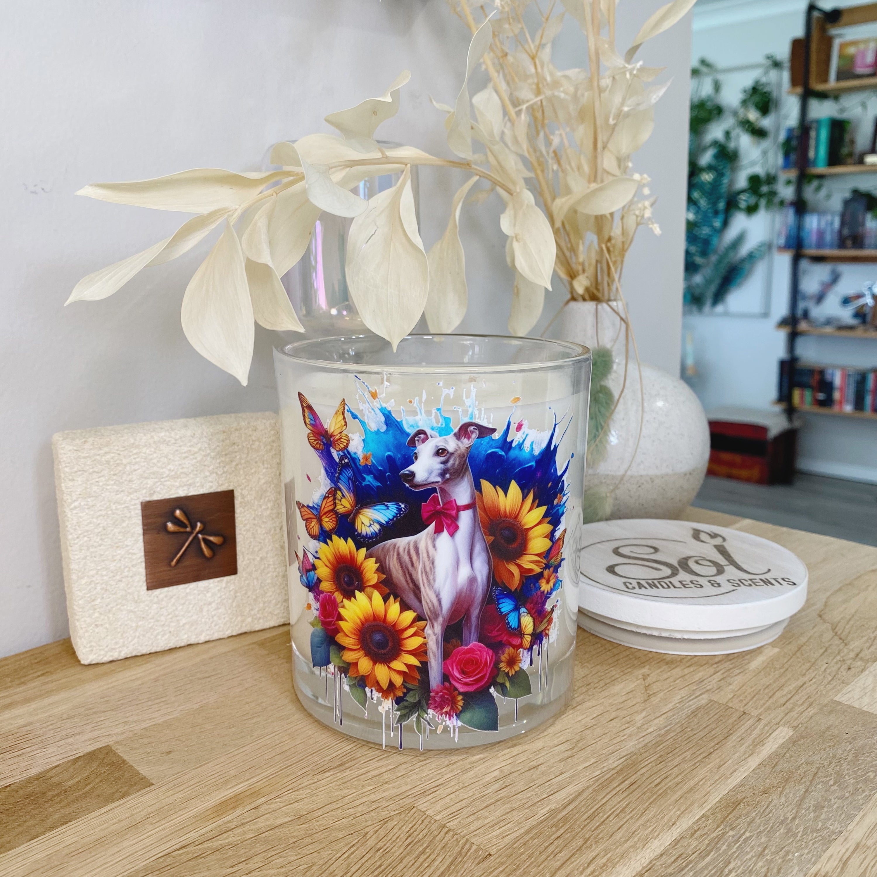 Whippet Bow Tie Sunflower Xlarge Candle_Sol Candles & Scents