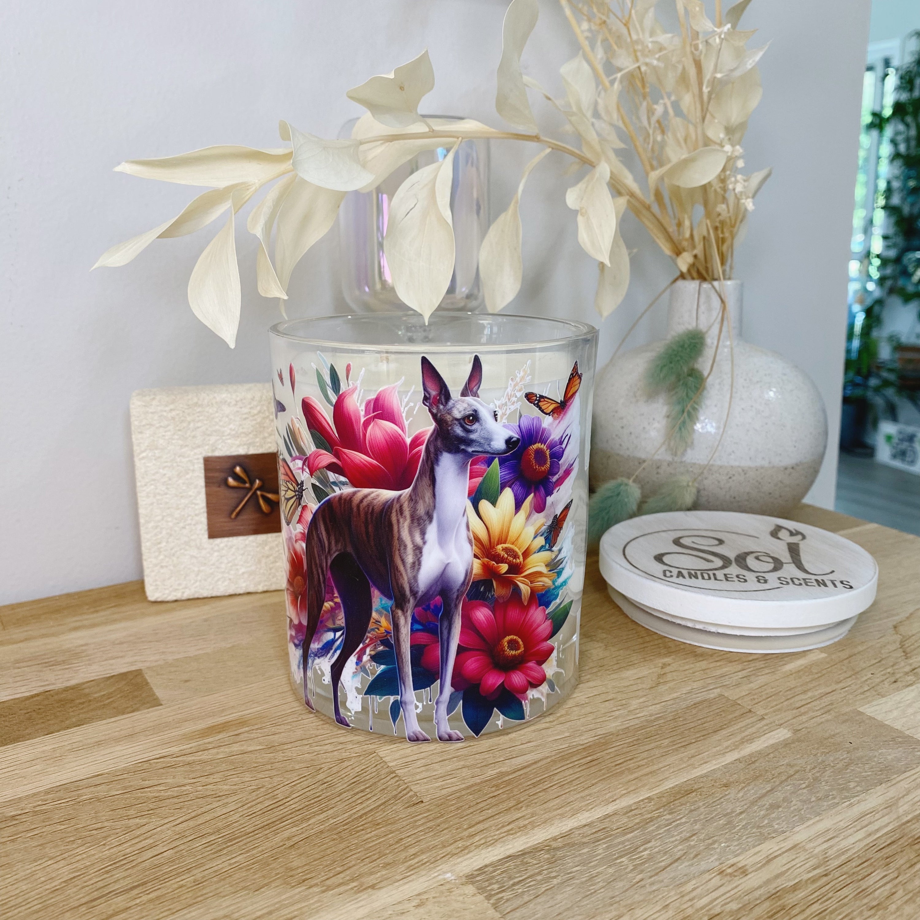 Whippet Standing Floral Xlarge Candle_Sol Candles & Scents