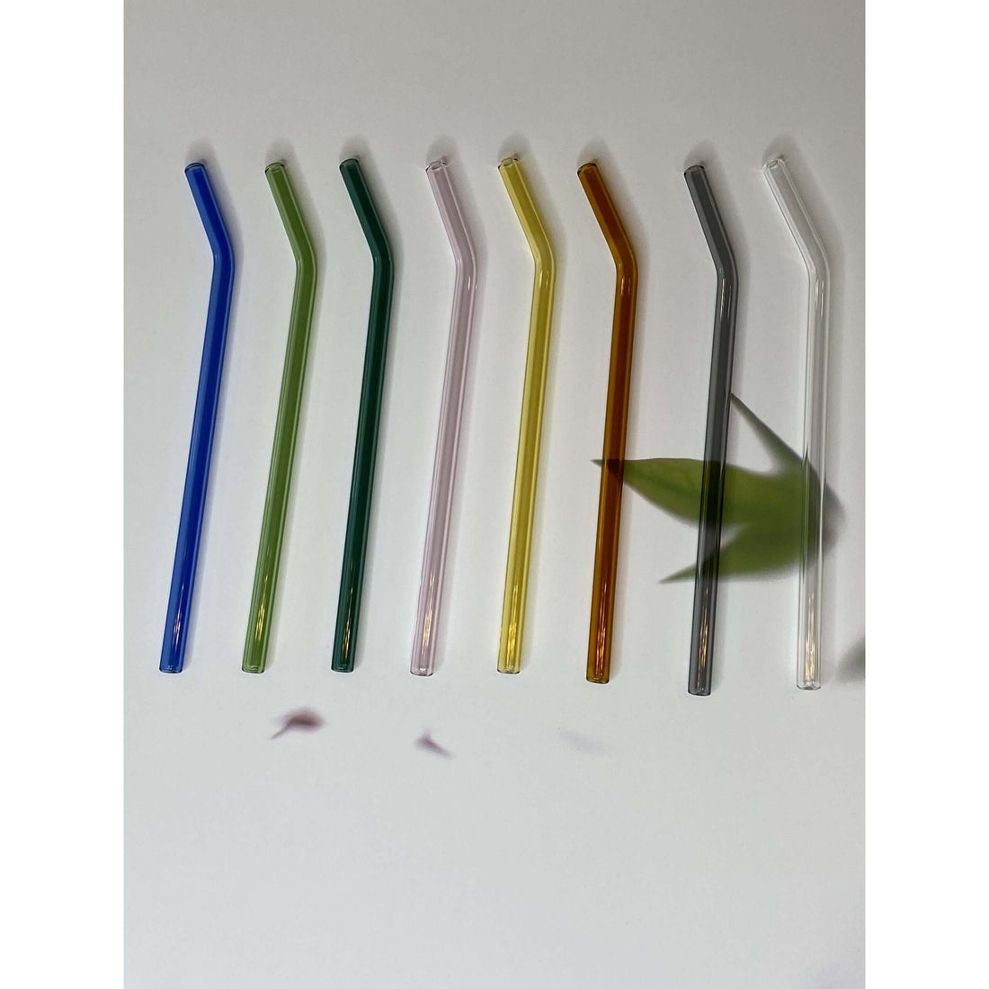 Pink Blue Green Yellow Clear Bent Glass Straw_Sol Candles & Scents