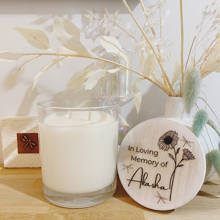 Personalised candle gift styled for a special occasion