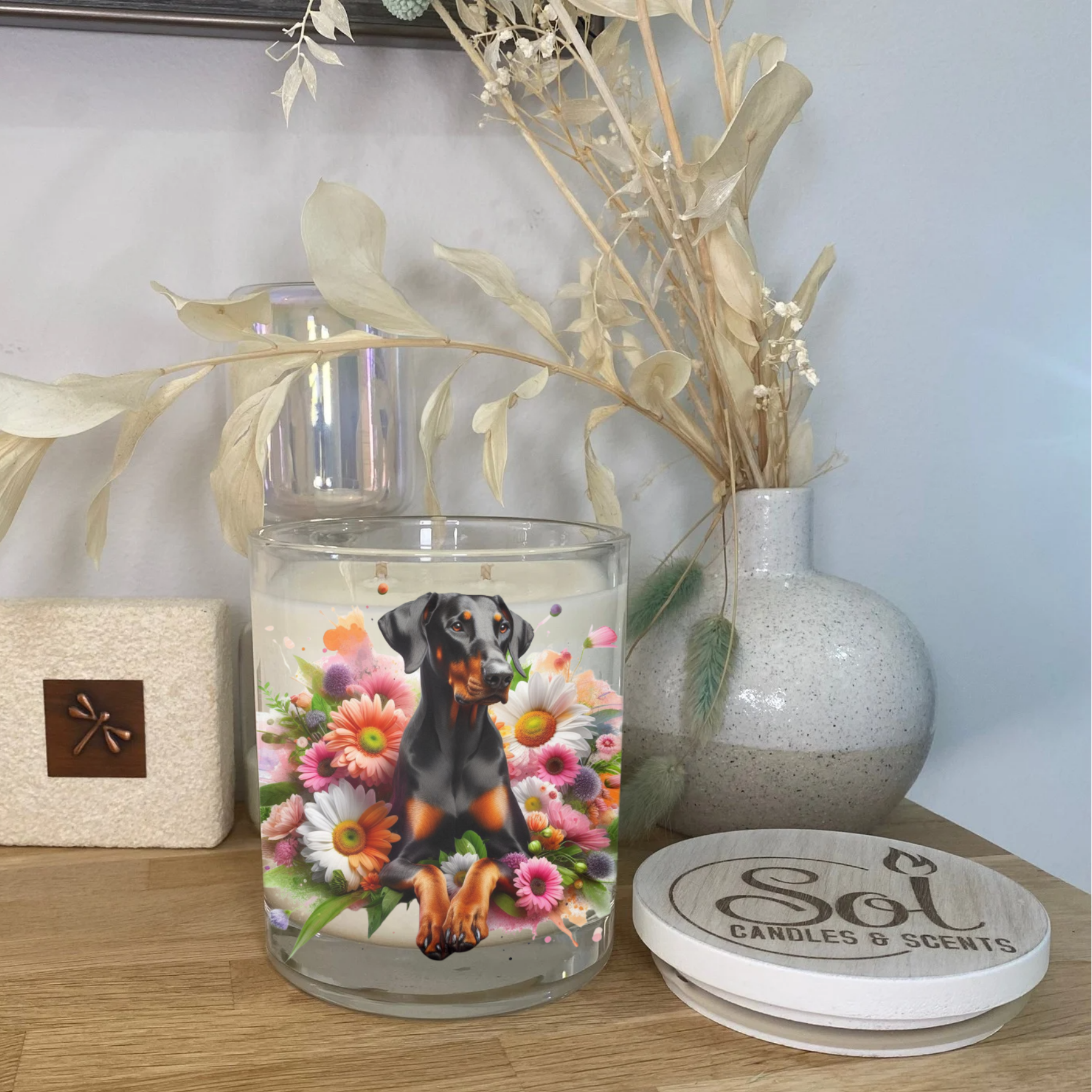 Rottweiler Dog Candle