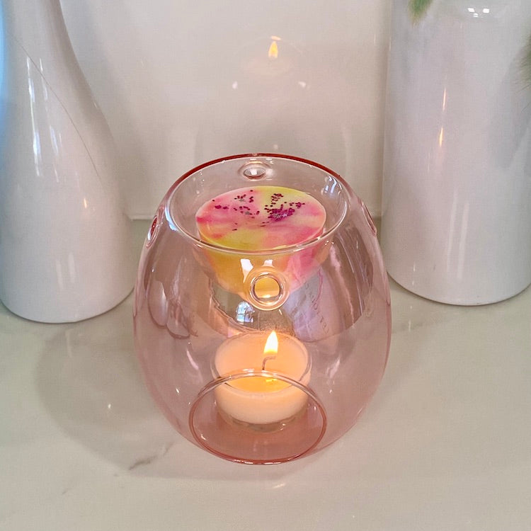 Pink Glass Wax Melt Burner_Sol Candles & Scents