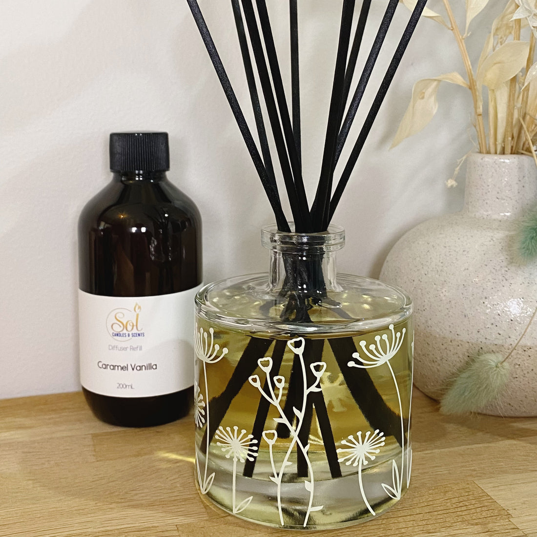 Handmade Dandelion Reed Diffuser_Sol Candles and Scents