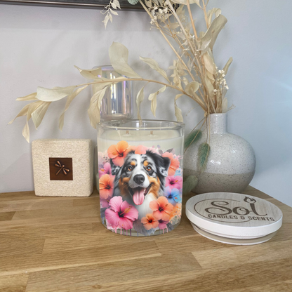 Australian Shepherd Blue Merle Smiling Xlarge Candle