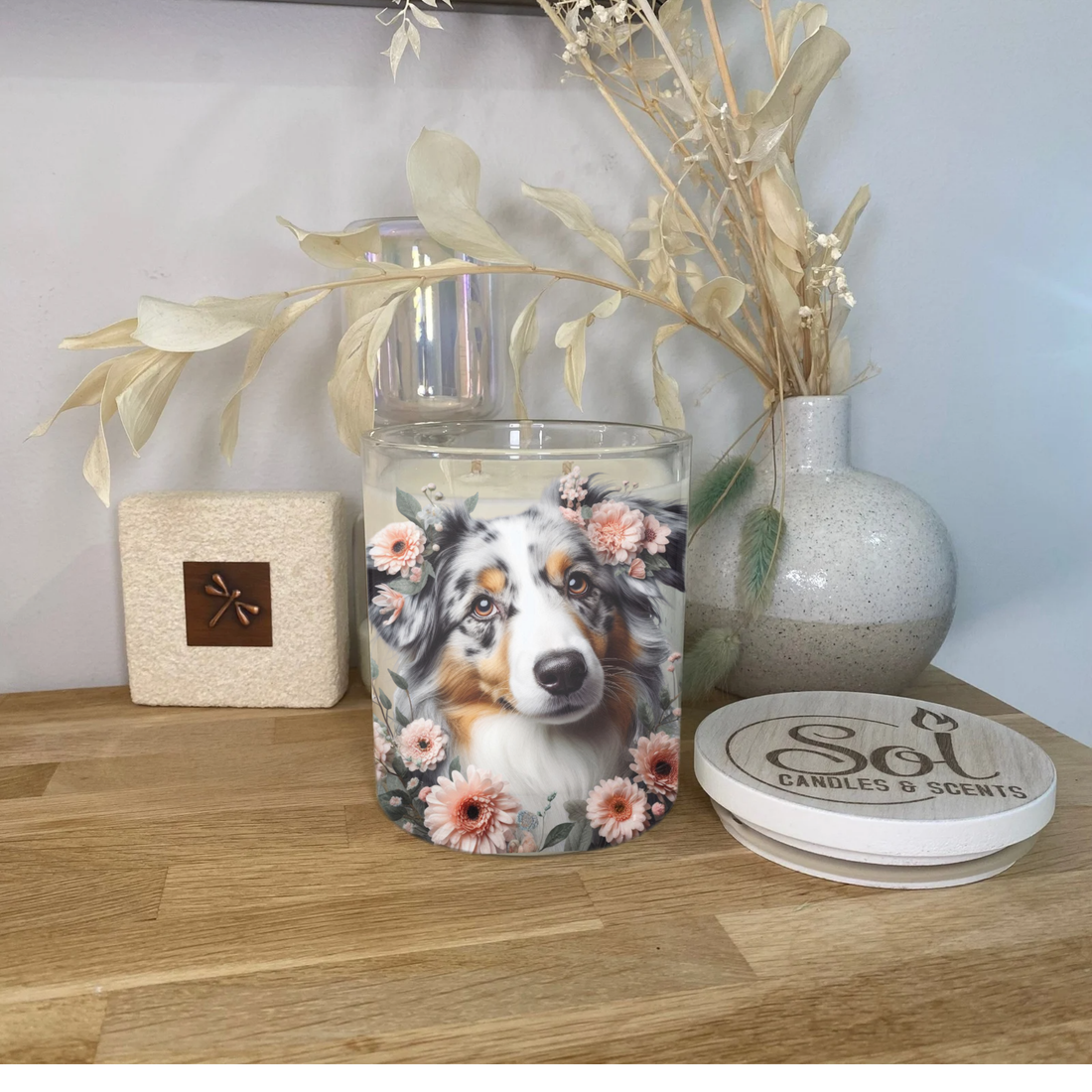 Australian Shepherd Floral Xlarge Candle