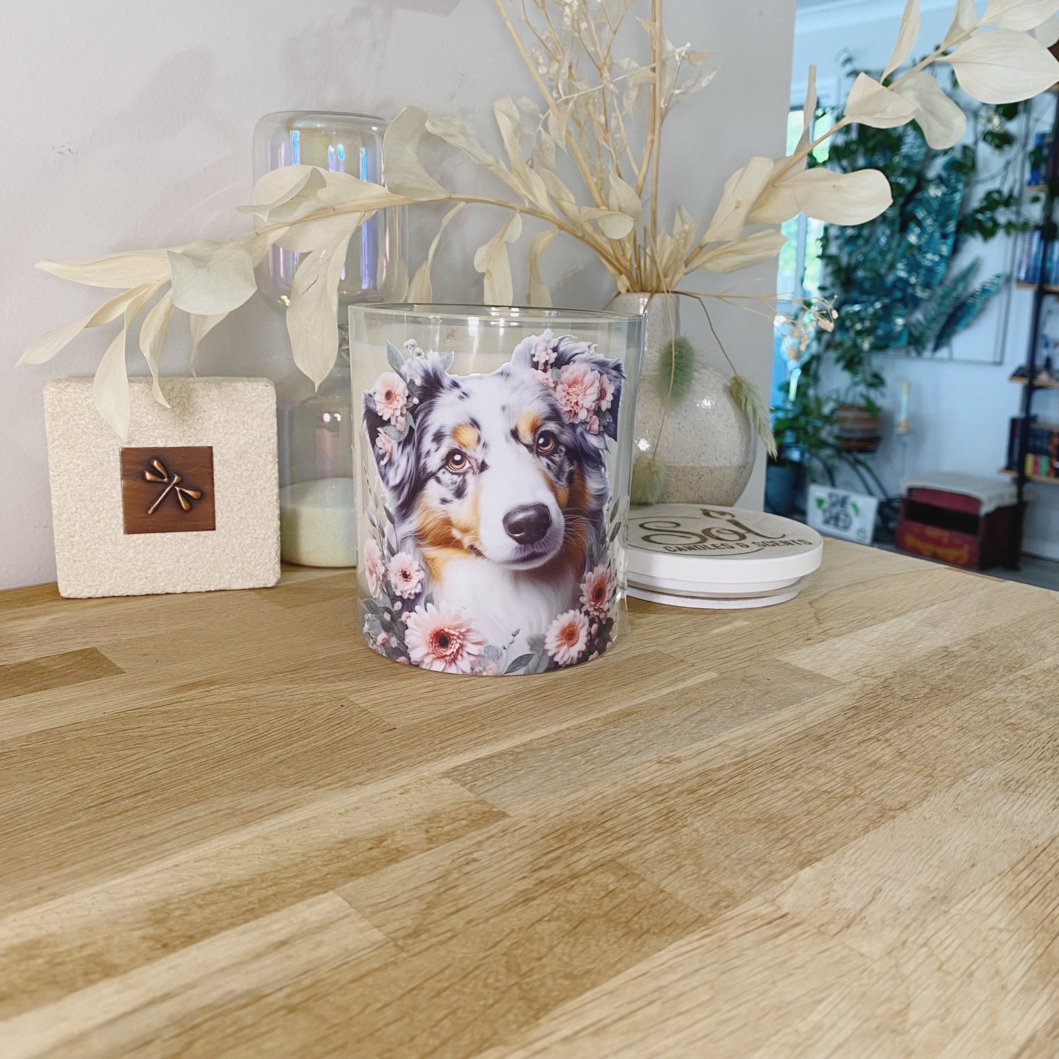 Australian Shepherd Dog Floral Xlarge Candle_Australian Made_Refillable