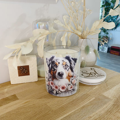 Australian Shepherd Dog Portrait Xlarge Candle_Made in Queensland_Refillable