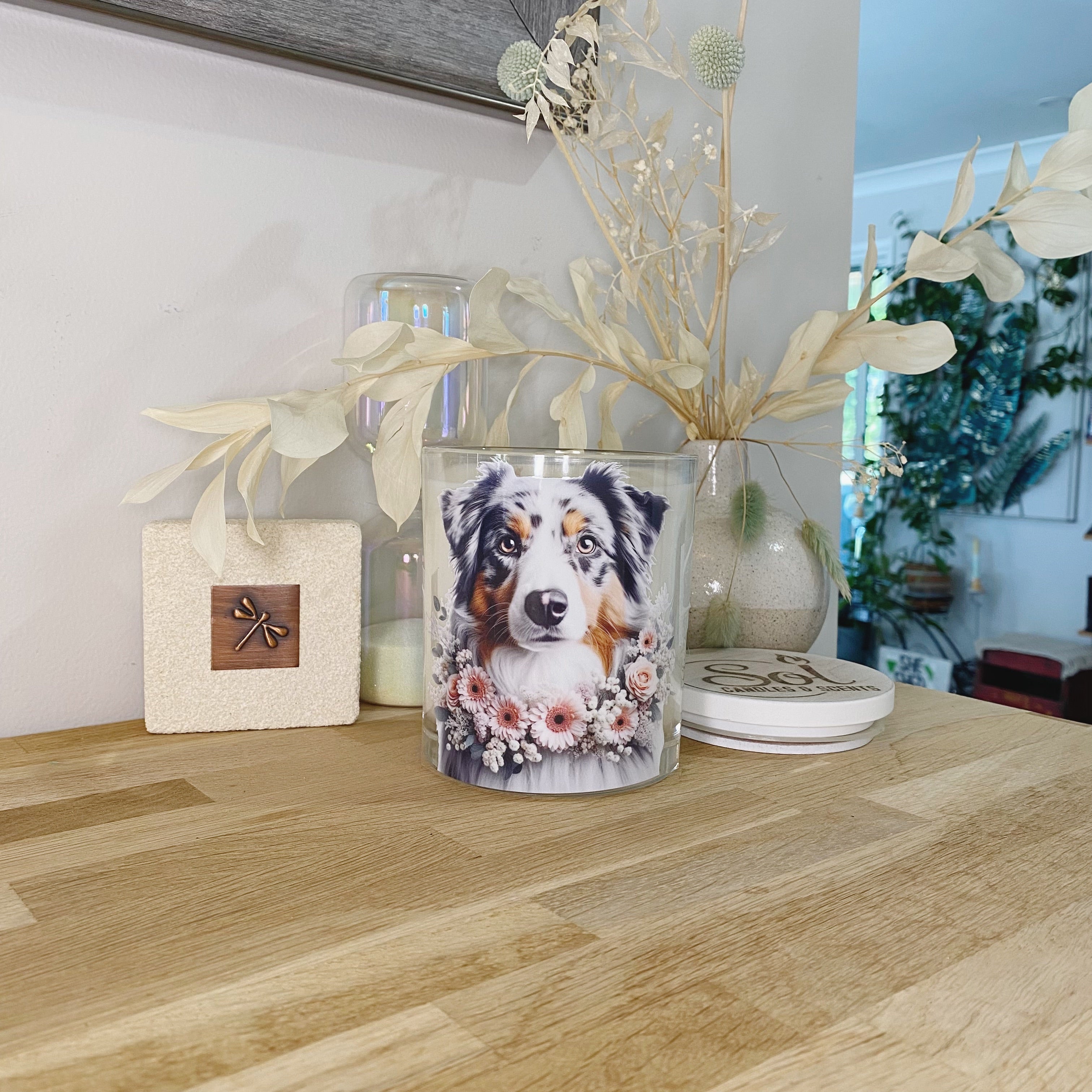 Australian Shepherd Dog Portrait Xlarge Candle_Australian Made_Refillable