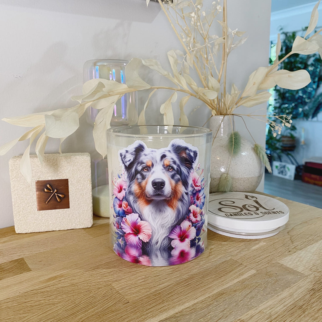 Australian Shepherd Proud Hibiscus Xlarge Candle_Sol Candles &amp; Scents