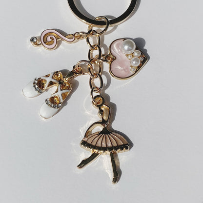 Ballerina, Heart, Point Shoe and Musical Note Keychain